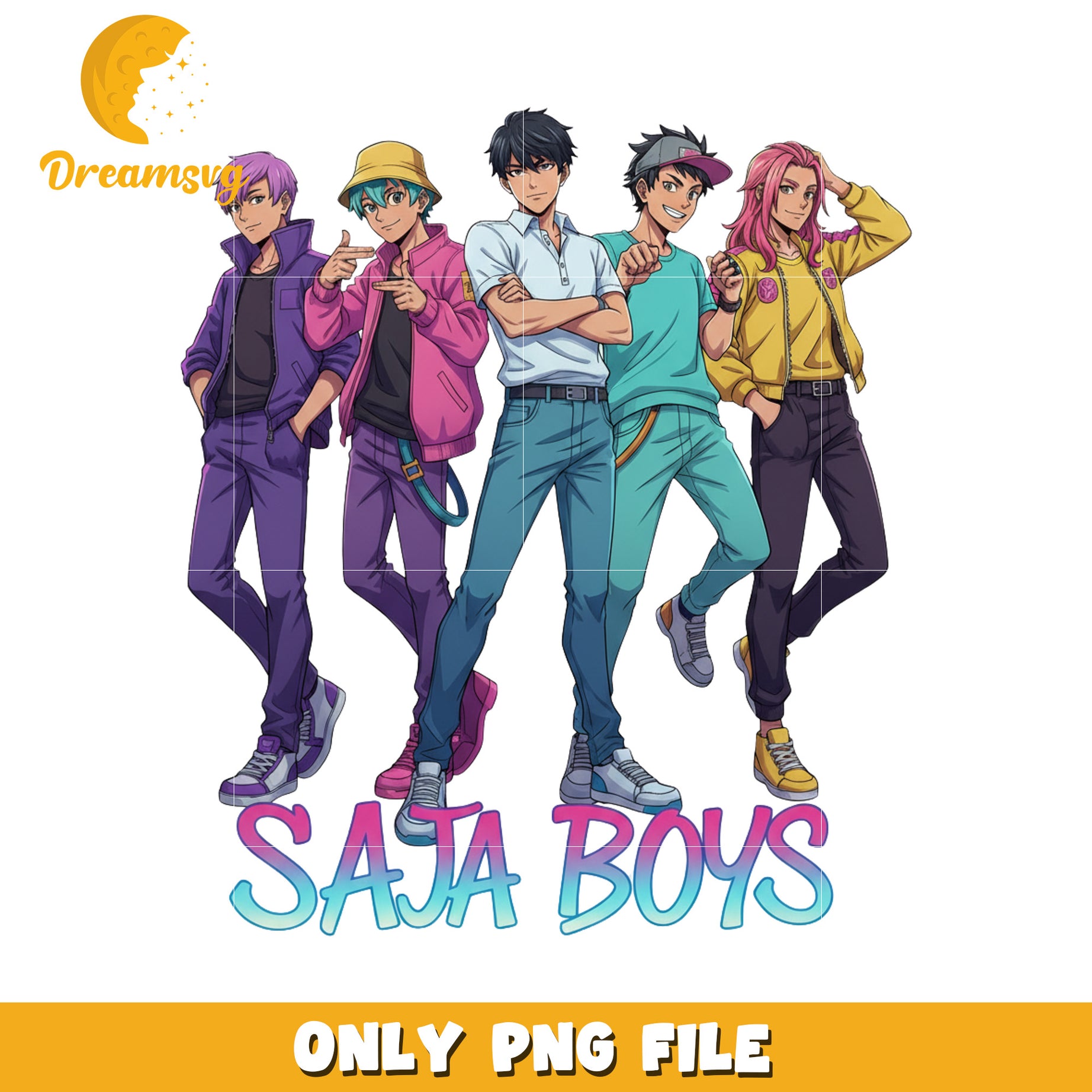 Saja boys band members png, korean idol hunters png, kpop demons png