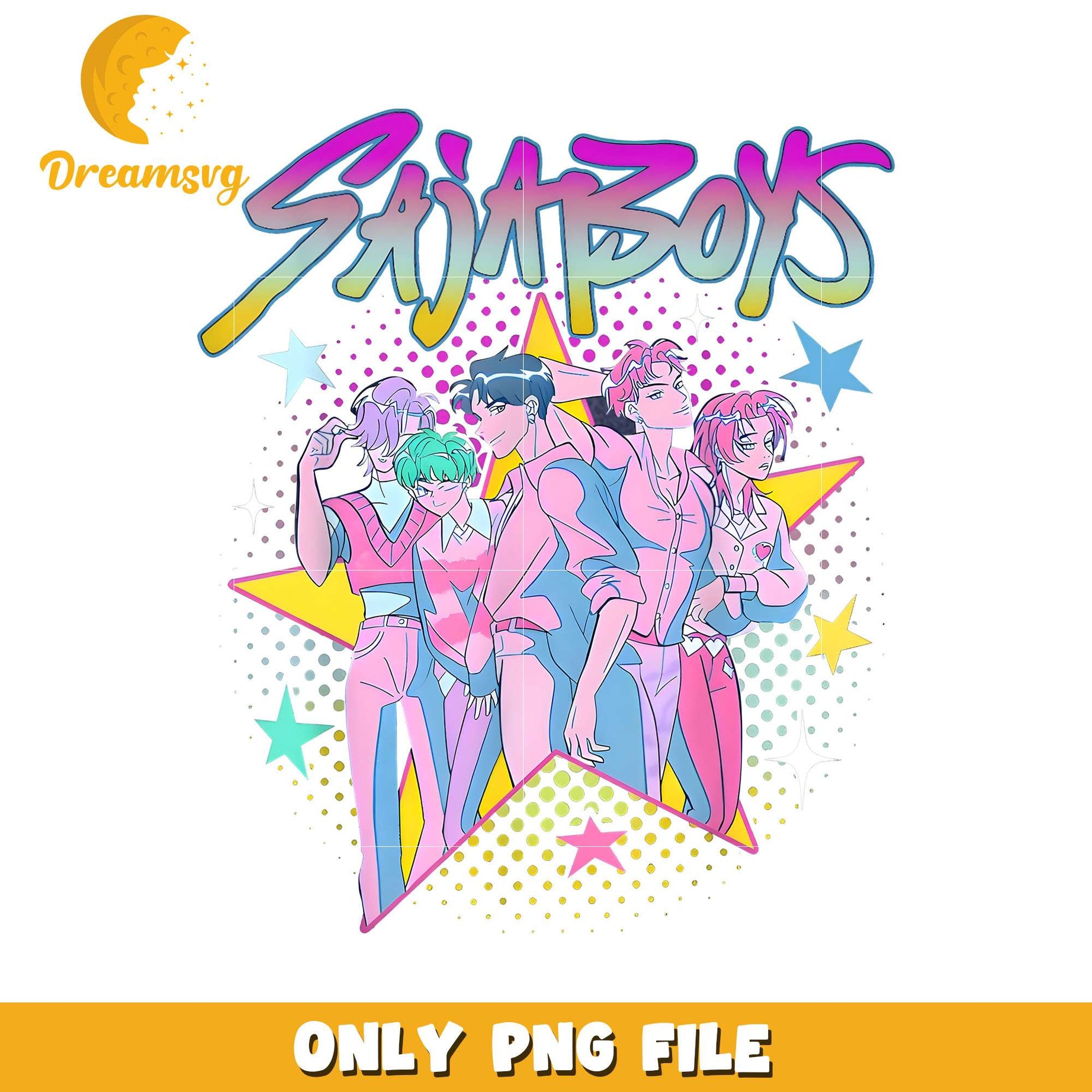 Saja boys band png, demon idol png, kpop cartoon png