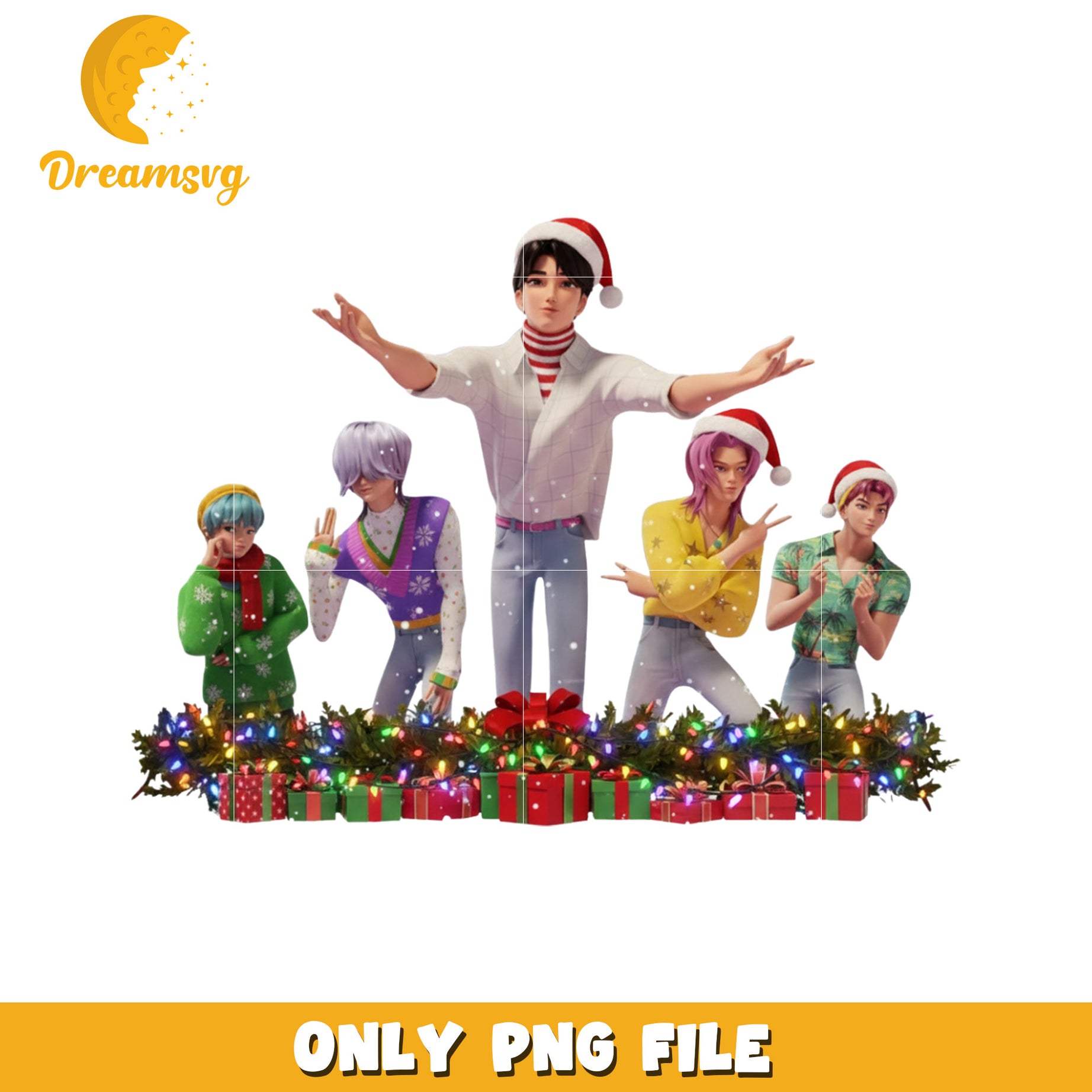 Saja boys characters christmas png, christmas design png, kpop cartoon png