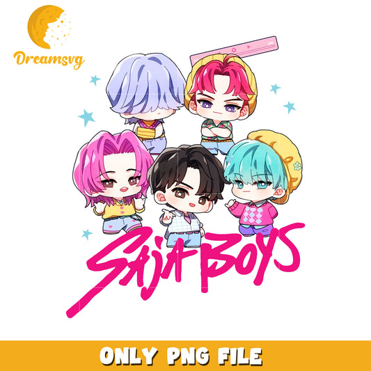 Saja boys chibi png, demon hunters png, huntrix and saja png