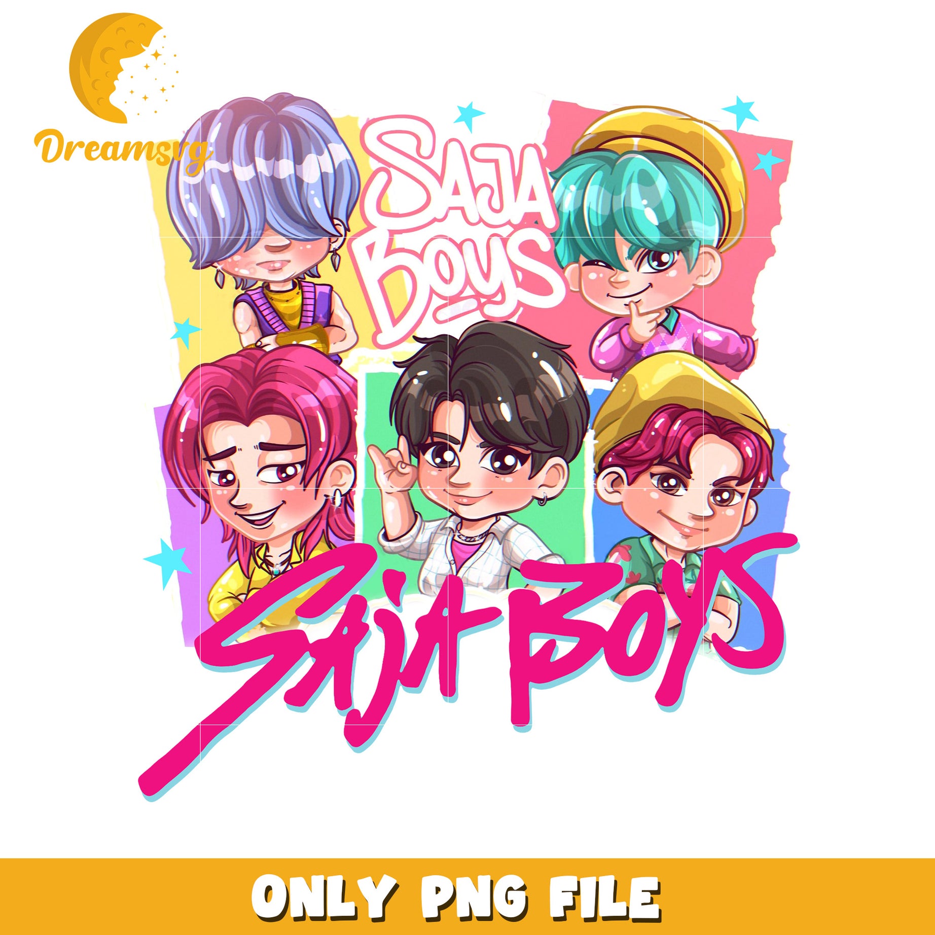 Saja boys chibi png, kpop cartoon png, kpop demon hunters png
