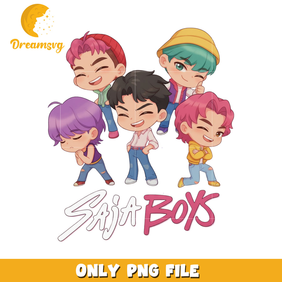 Saja boys chibi png, kpop demon hunters​ png, kpop cartoon png