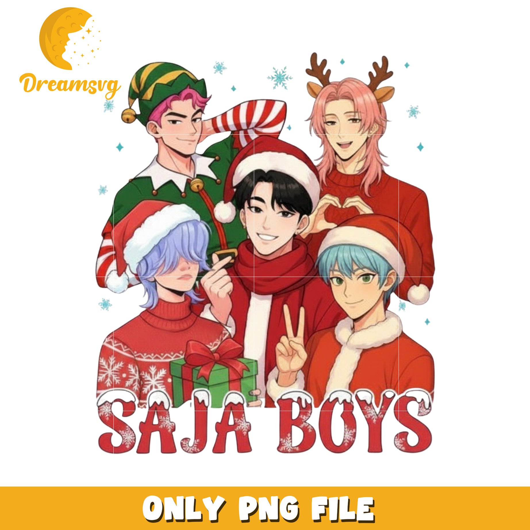 Saja boys christmas costumes png, christmas wishes png, christmas saja boys png