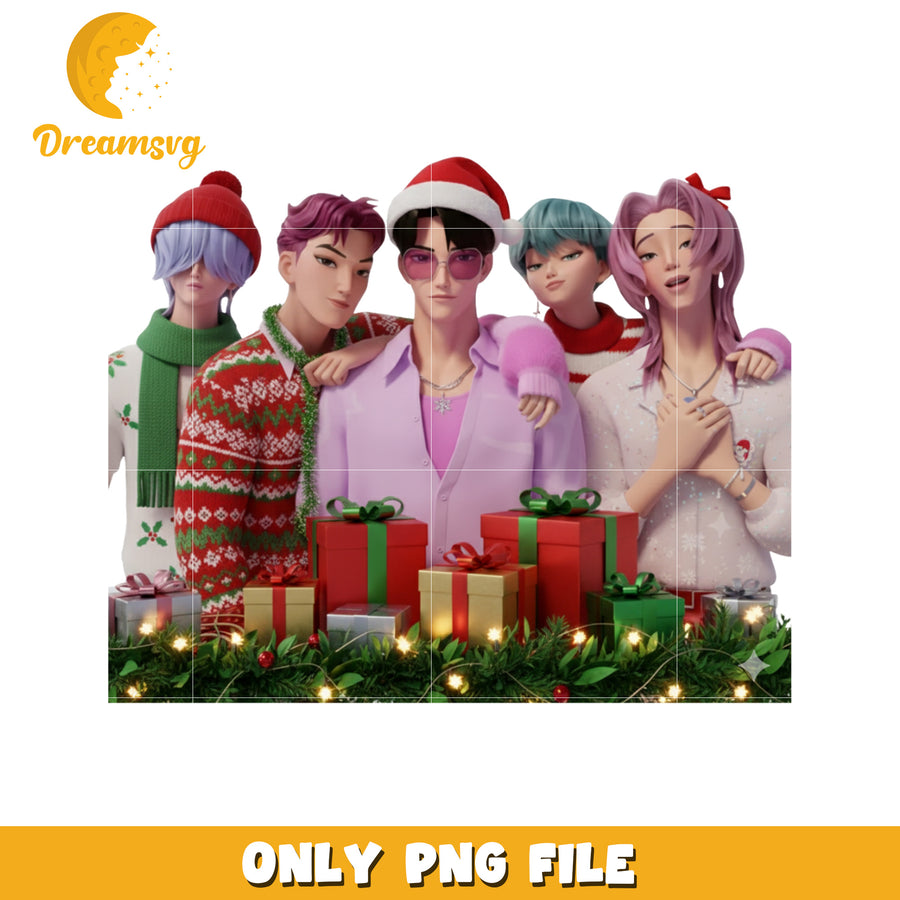 Saja boys christmas design png, christmas season png, merry christmas png
