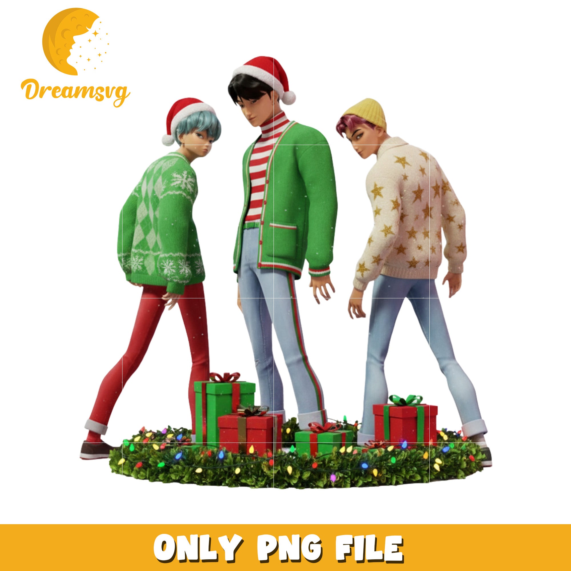 Saja boys christmas png, christmas design png, kpop cartoon png