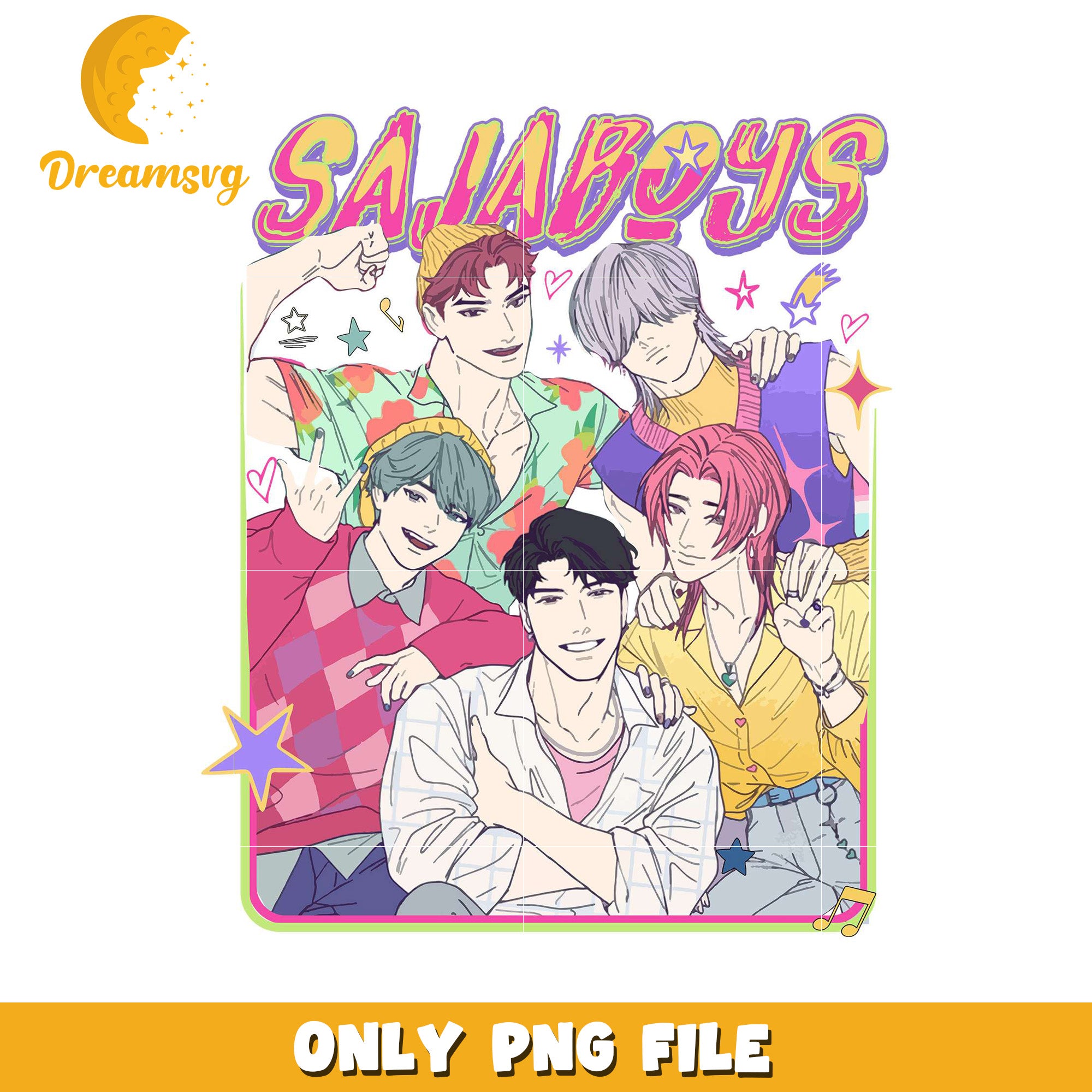 Saja boys colorful logo png, korean anime​ png, hip hop band png