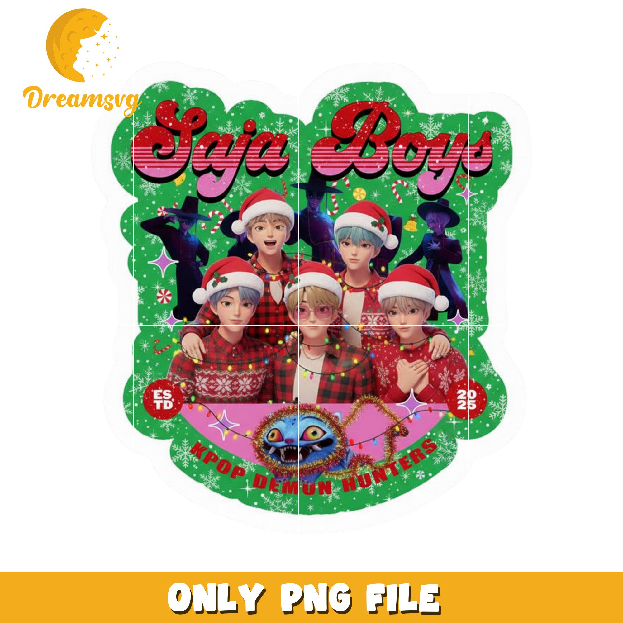 Saja boys demon png, christmas huntrix​​ png, spirit christmas png