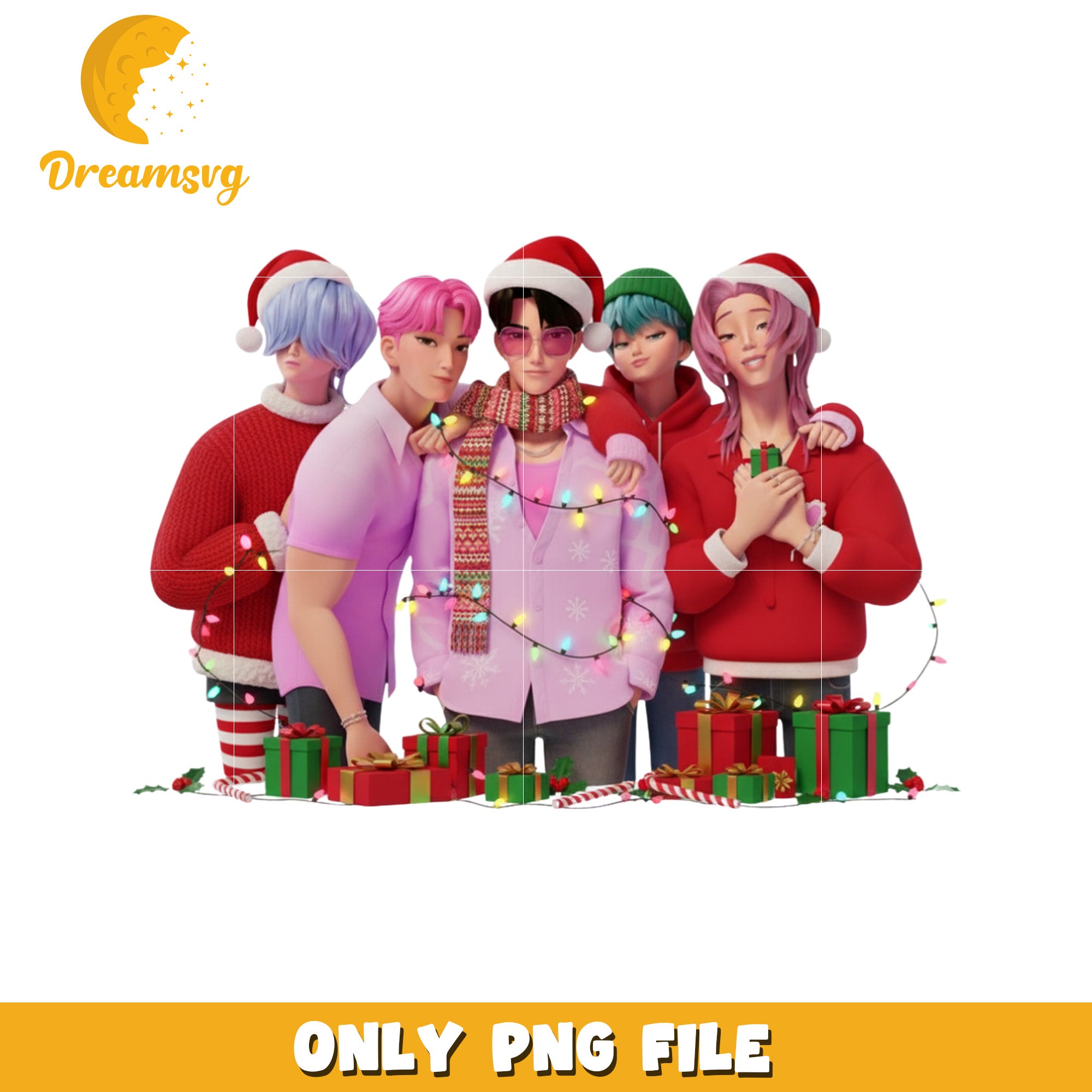 Saja boys design png, christmas cartoon png, kpop demon png