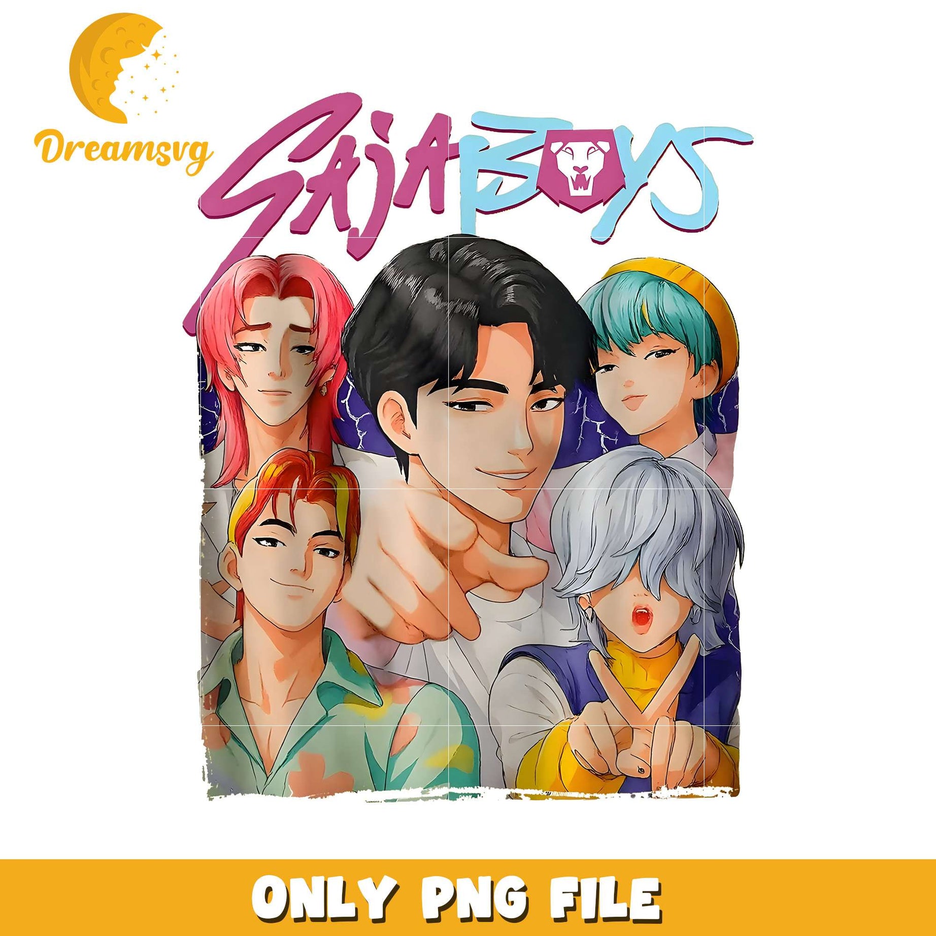 Saja boys design png, demon idol png, kpop cartoon png