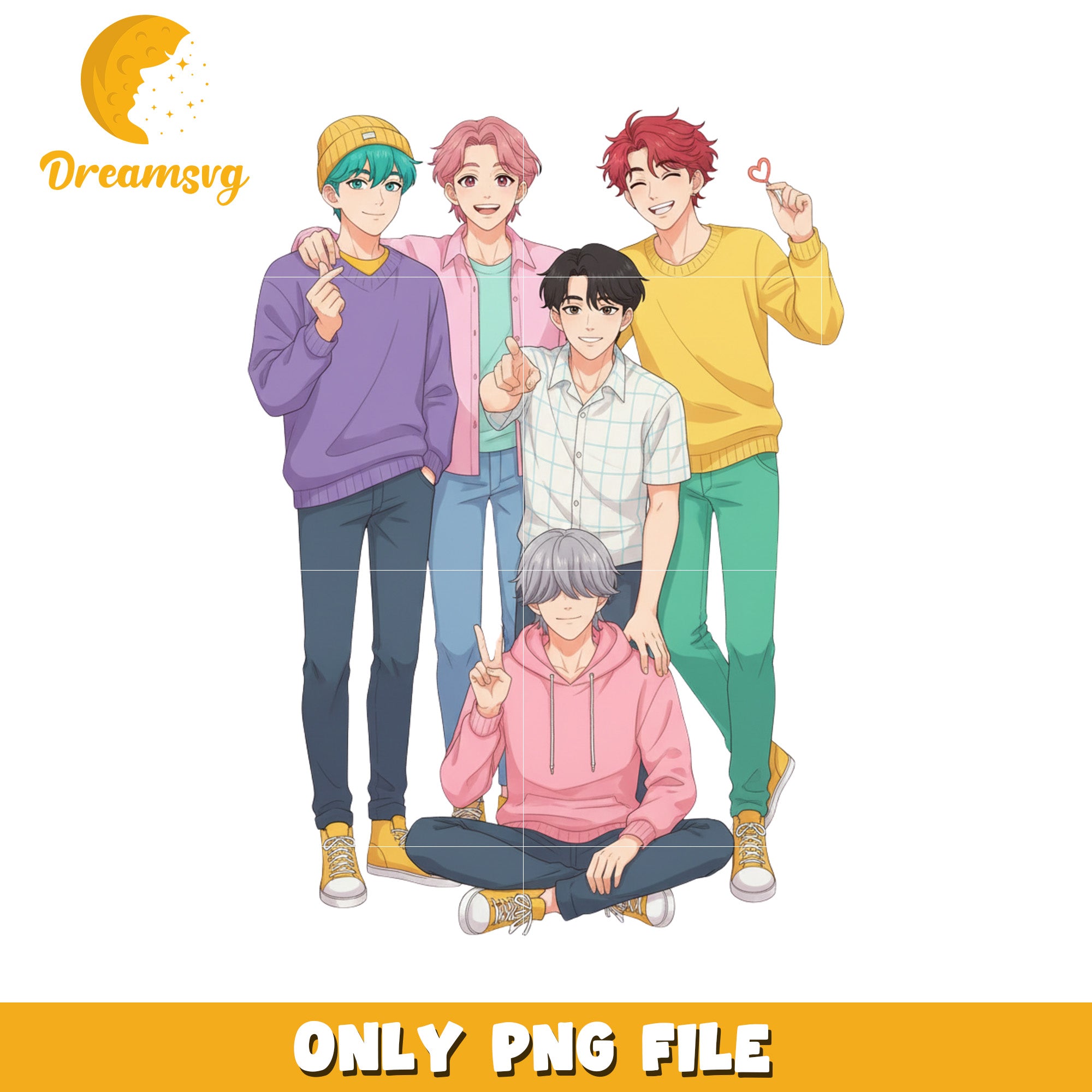 Saja boys design png, kpop fantasy concept png, korean cartoon png