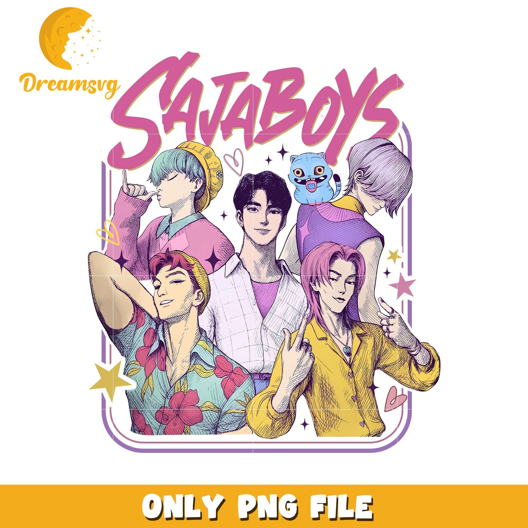 Saja boys design png, love fighter aesthetic png, kpop hero png