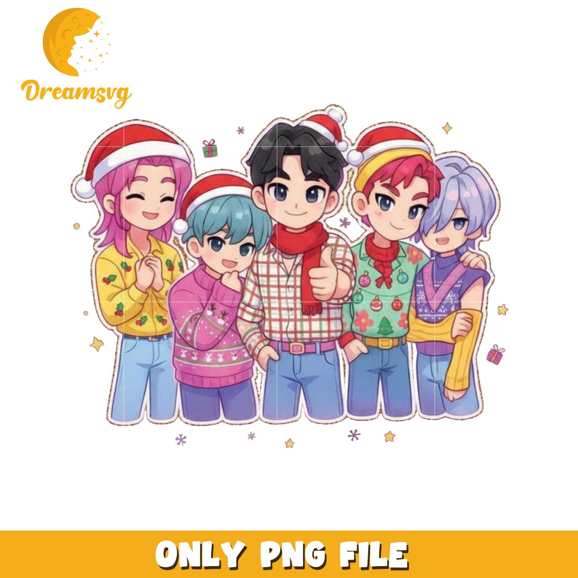 Saja boys illustration png, kpop demon hunters​ png, christmas lights png