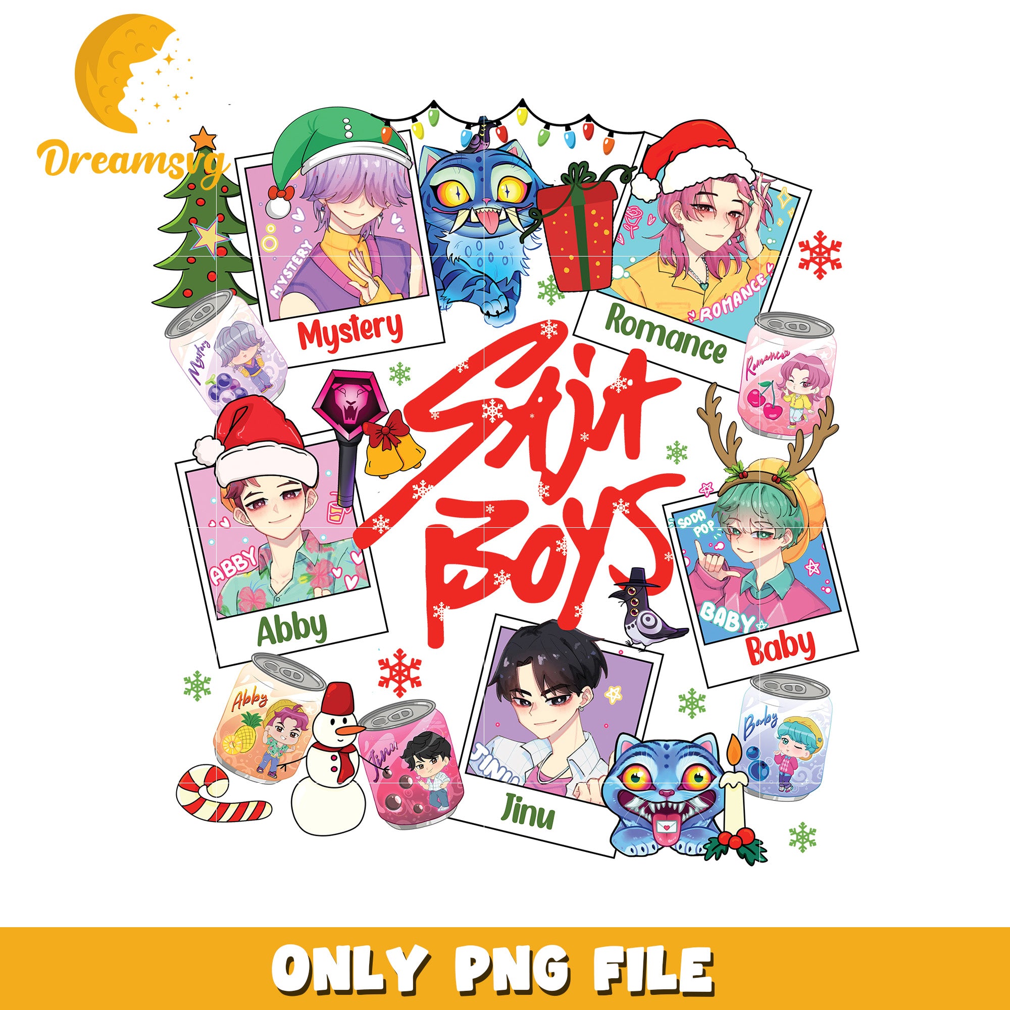 Saja boys members png, christmas cookies png, happy christmas png