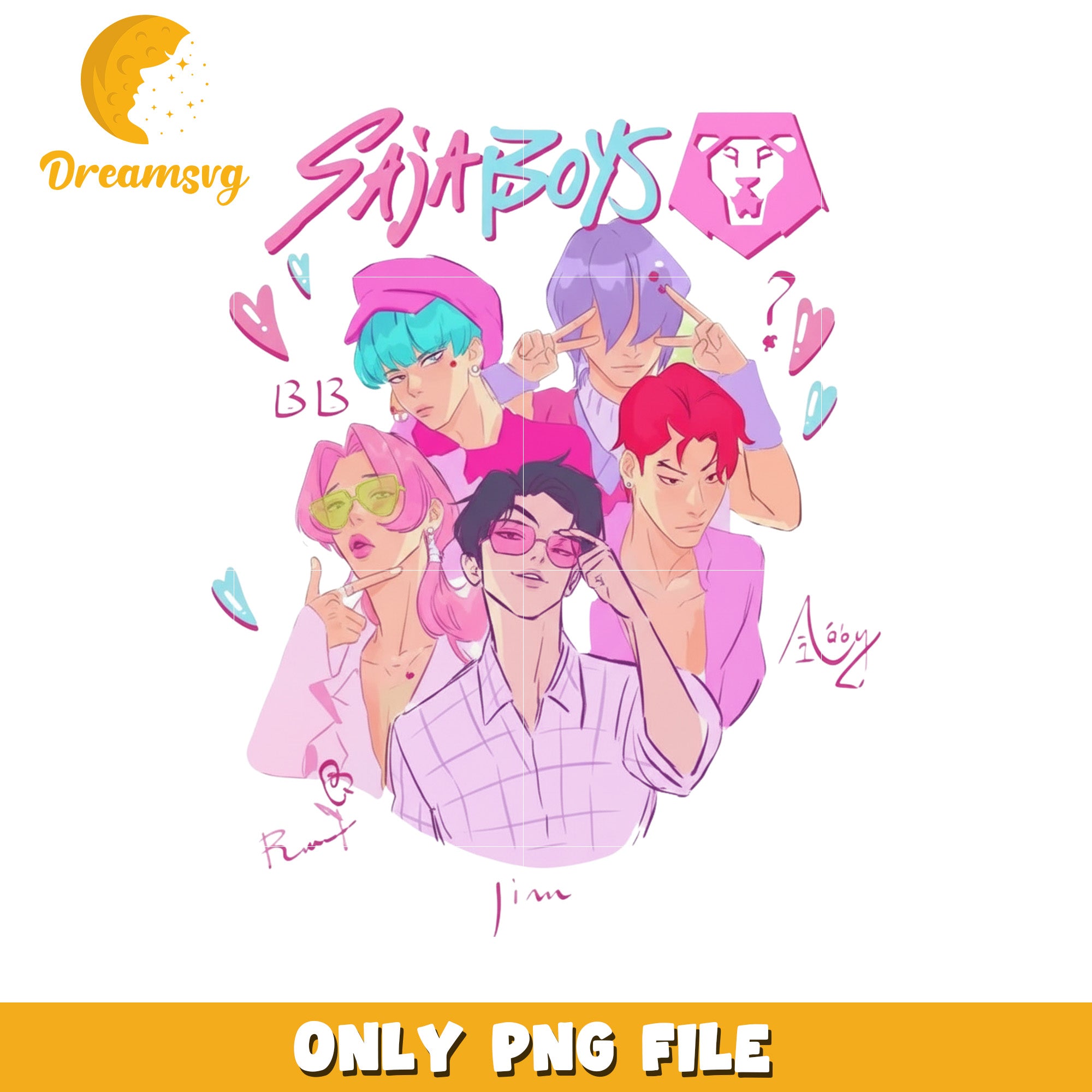 Saja boys members png, huntrix​ png, korean cartoons png