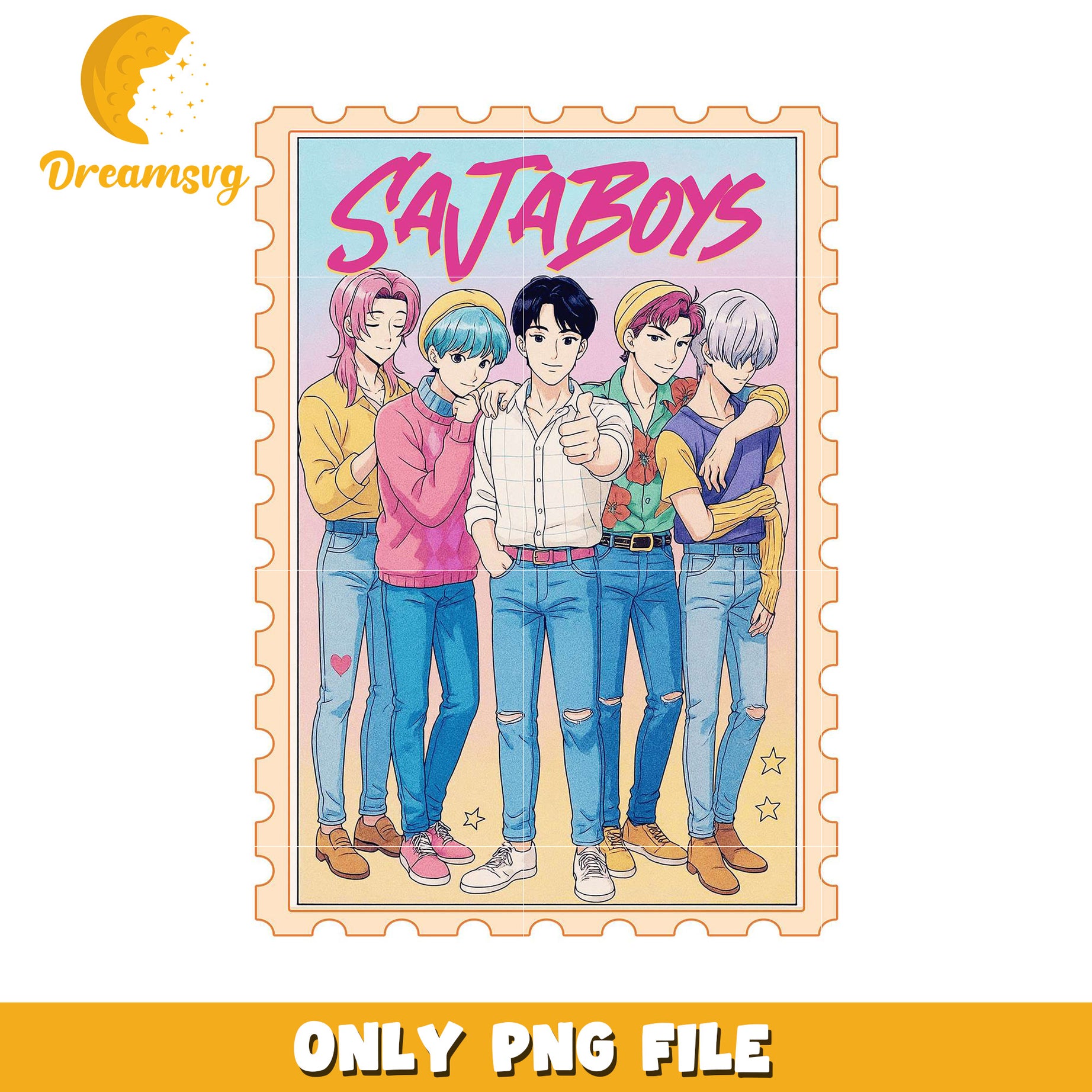 Saja boys png, streetwear crew design png, urban gang style png