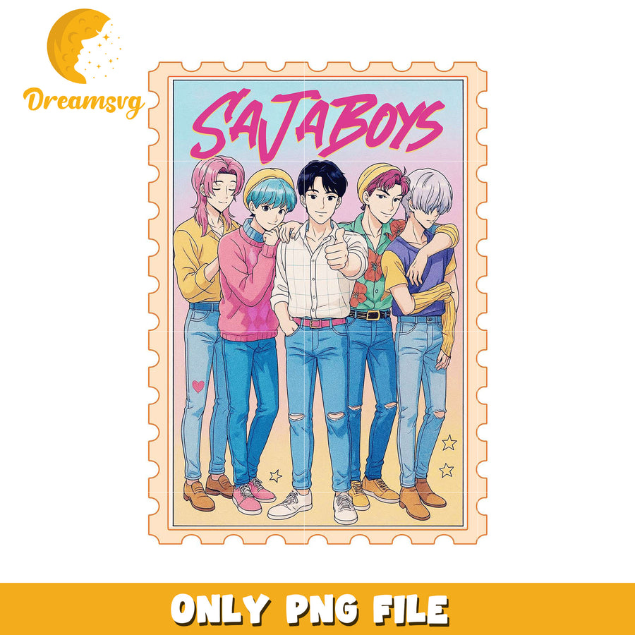 Saja boys png, streetwear crew design png, urban gang style png