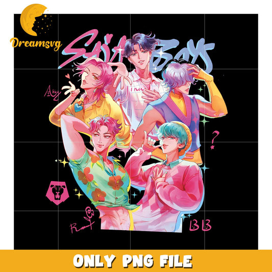Saja boys team logo png, demon idol png, kpop cartoon png