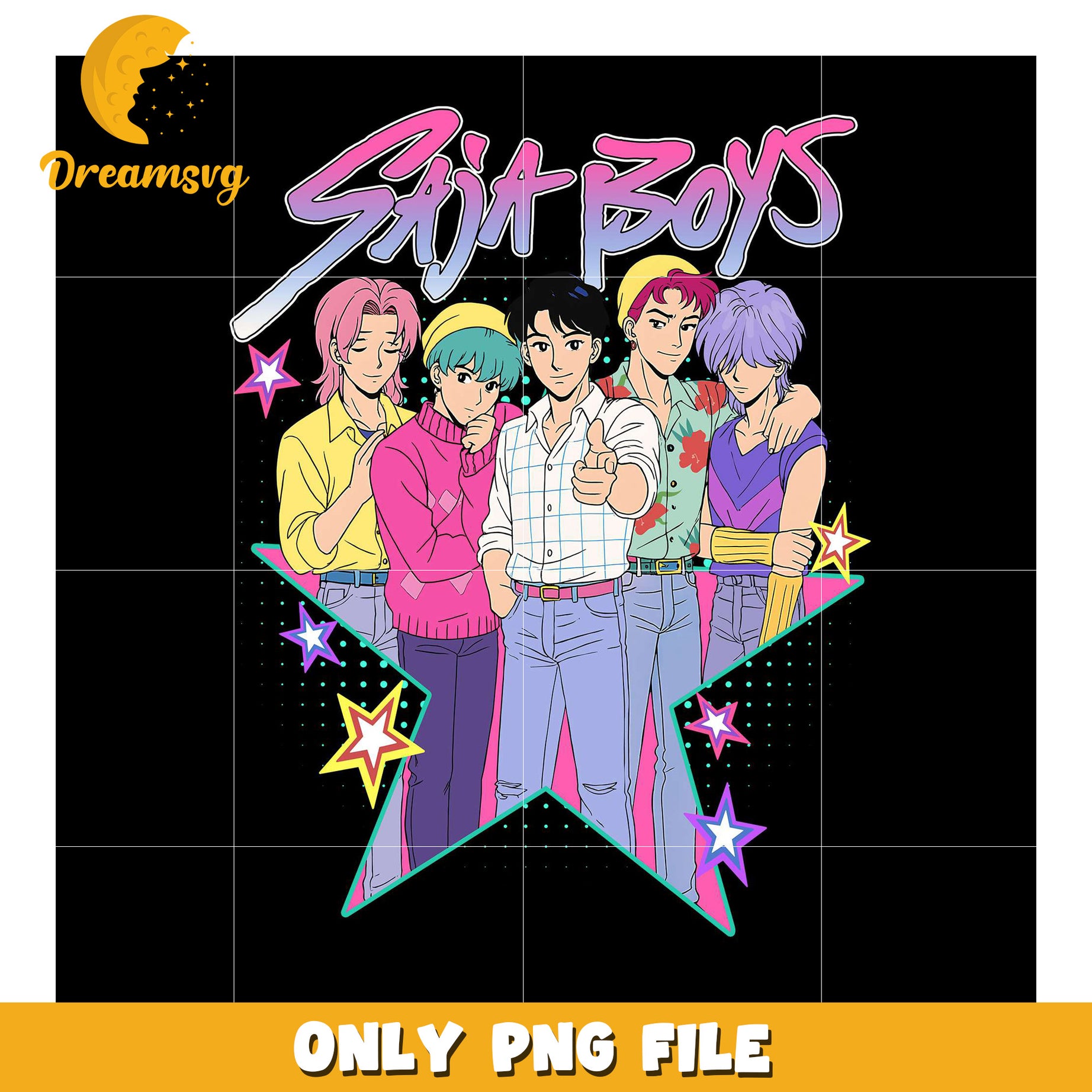 Saja boys teams logo png, korean cartoon​ png, modern vibes​ boys png