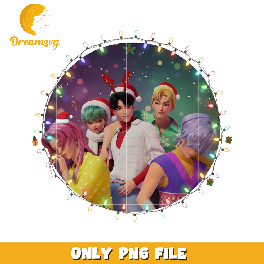 Saja christmas png, kpop cartoon png, christmas design png
