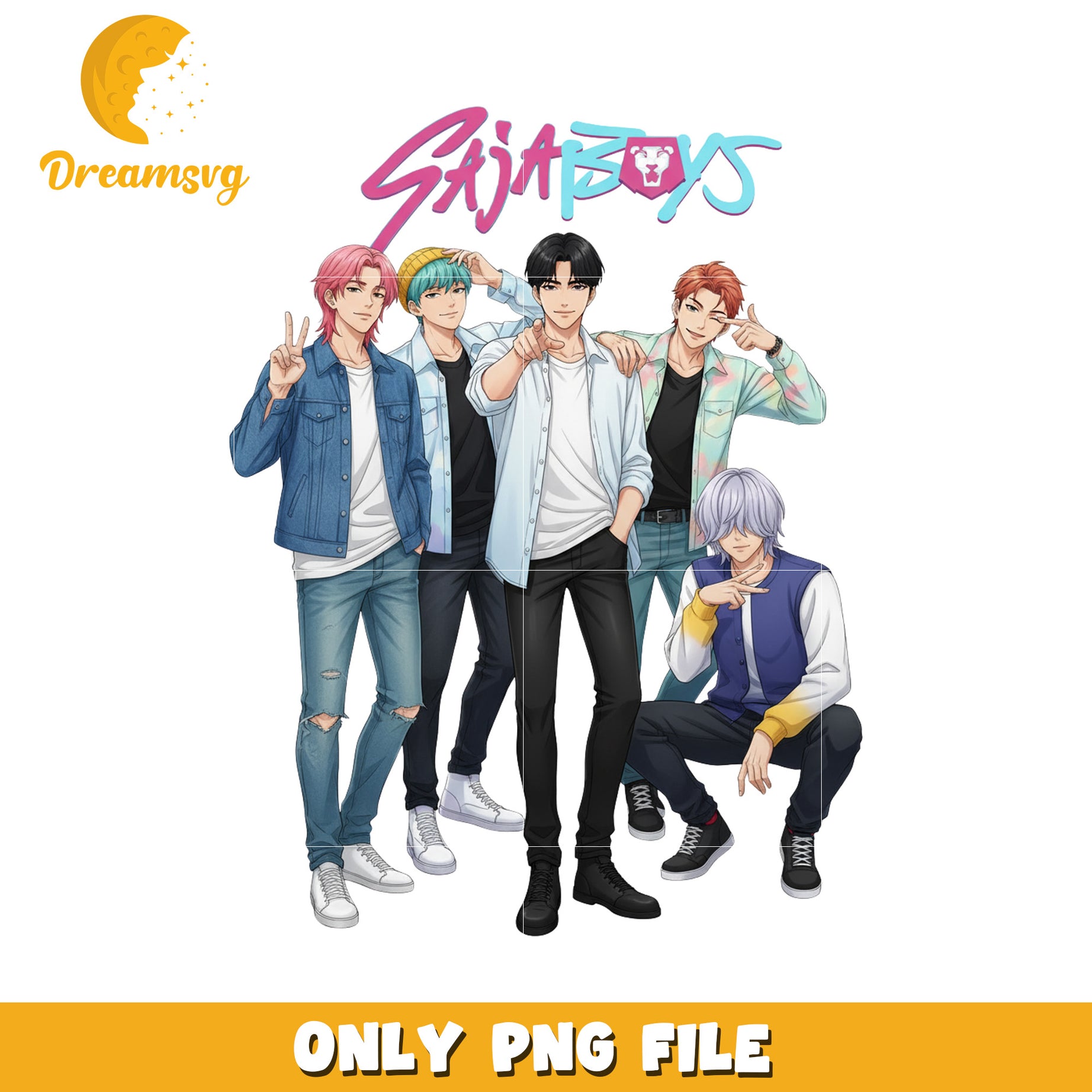 Saja design png, kpop fantasy concept png, korean cartoon png