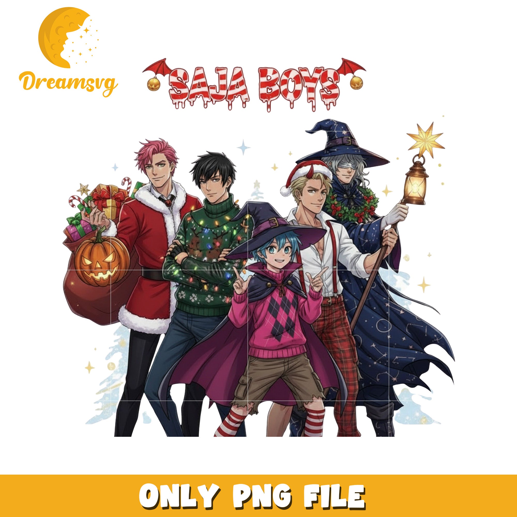 Saja halloween christmas png, christmas huntrix​​ png, spirit christmas png