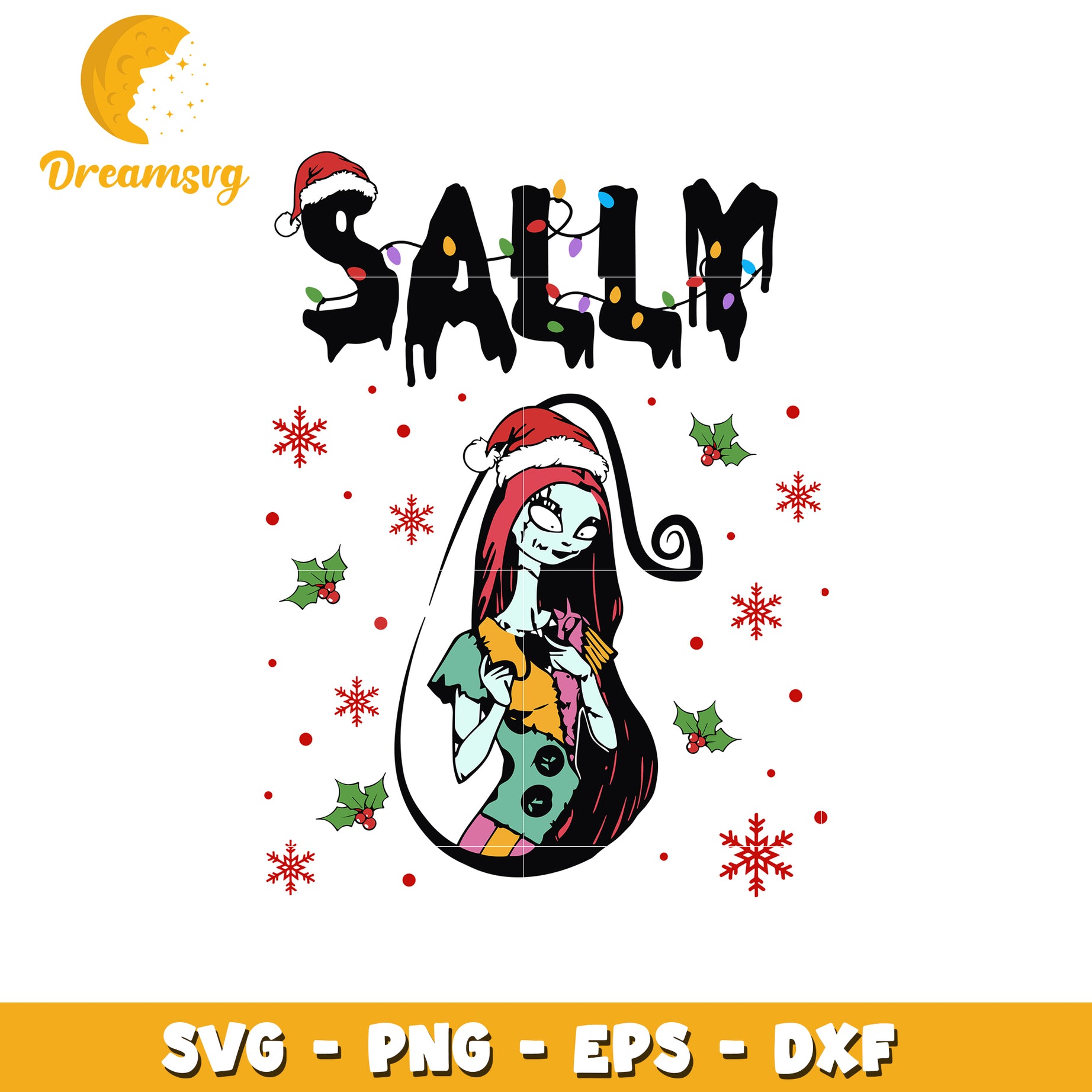 Sally character on christmas day svg, nightmare before christmas svg