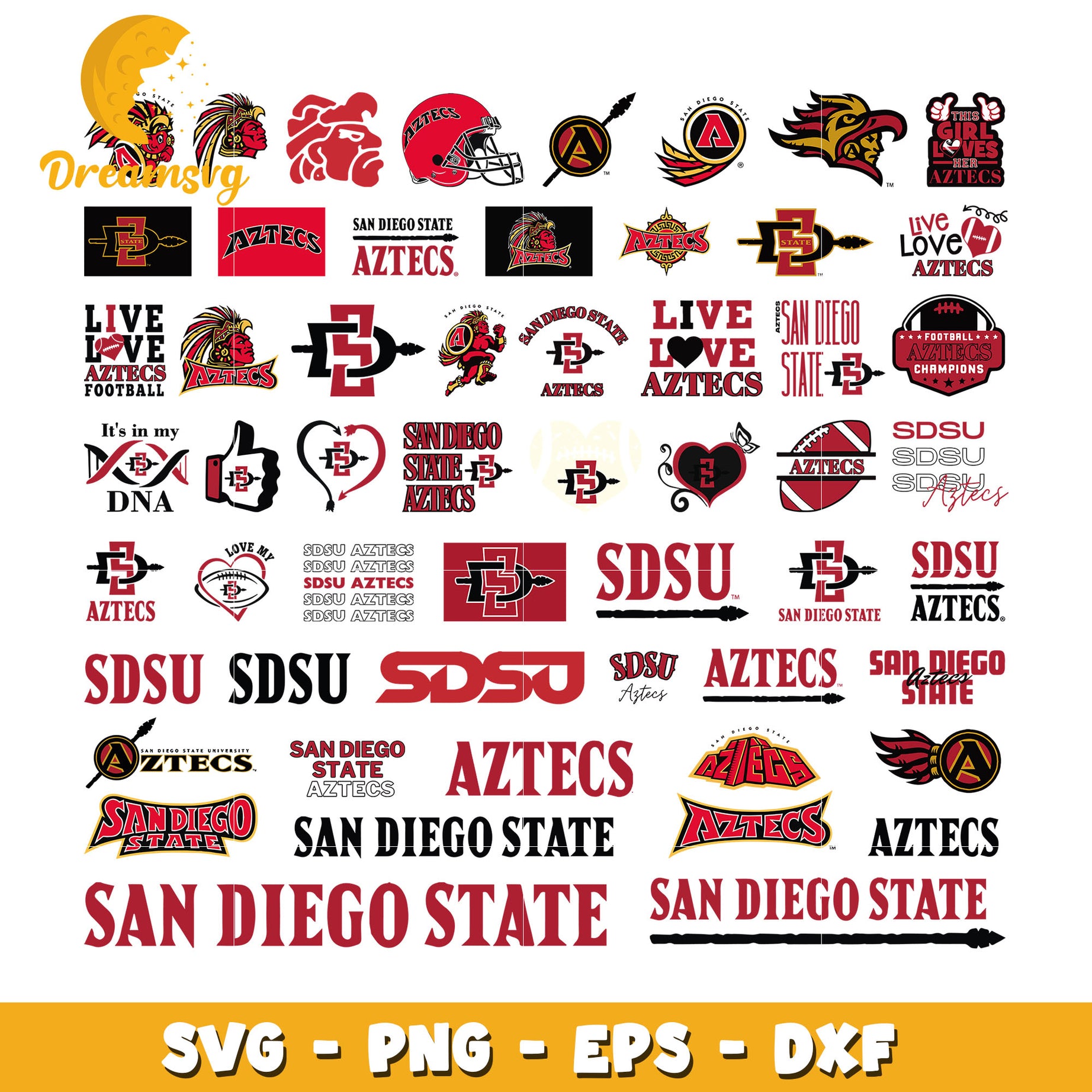 San diego aztecs logo design bundle svg, san diego state aztecs​ svg