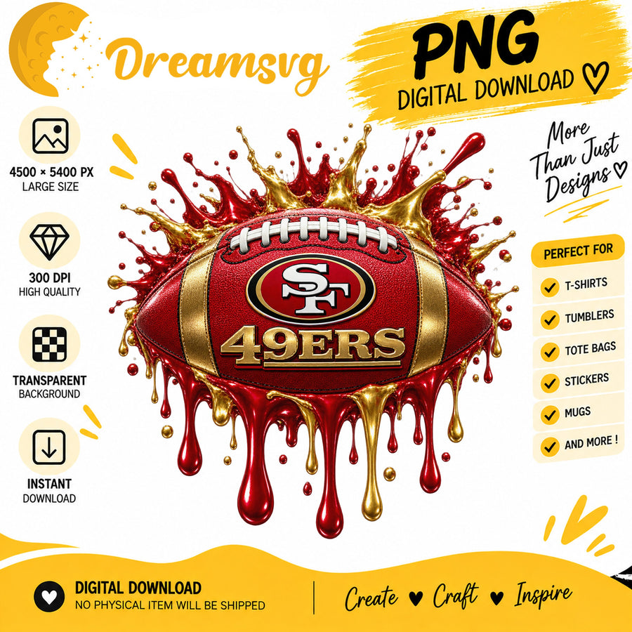 San Francisco 49ers Dripping Paint Splash Football PNG