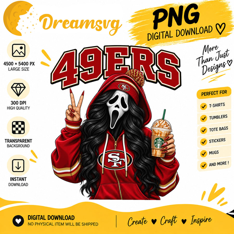 San Francisco 49ers Ghost Face Halloween Football Fan PNG