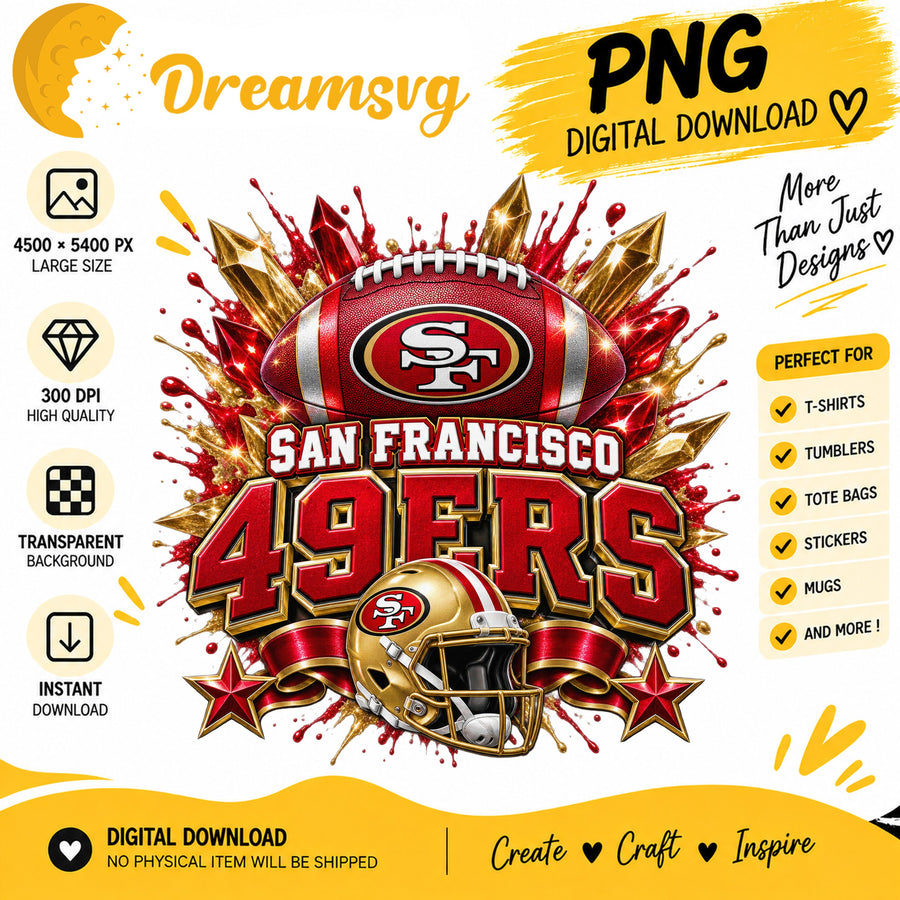 San Francisco 49ers NFL Football Helmet Crystal Splash PNG