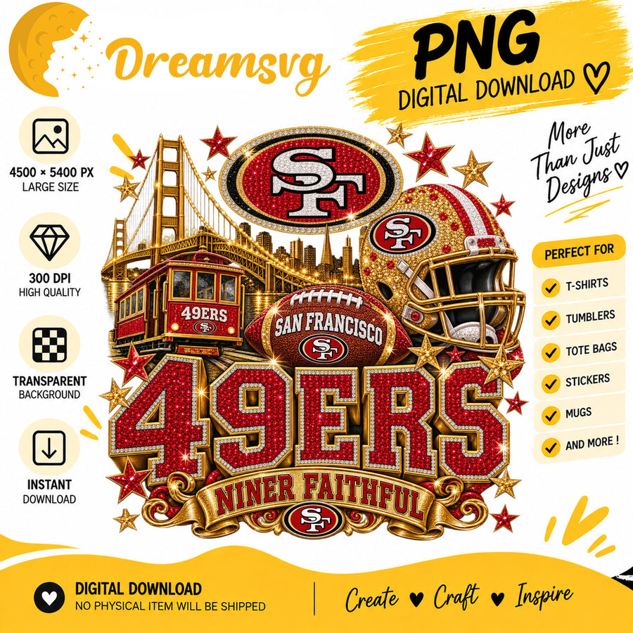 San Francisco 49ers Niner Faithful Glitter Football City PNG