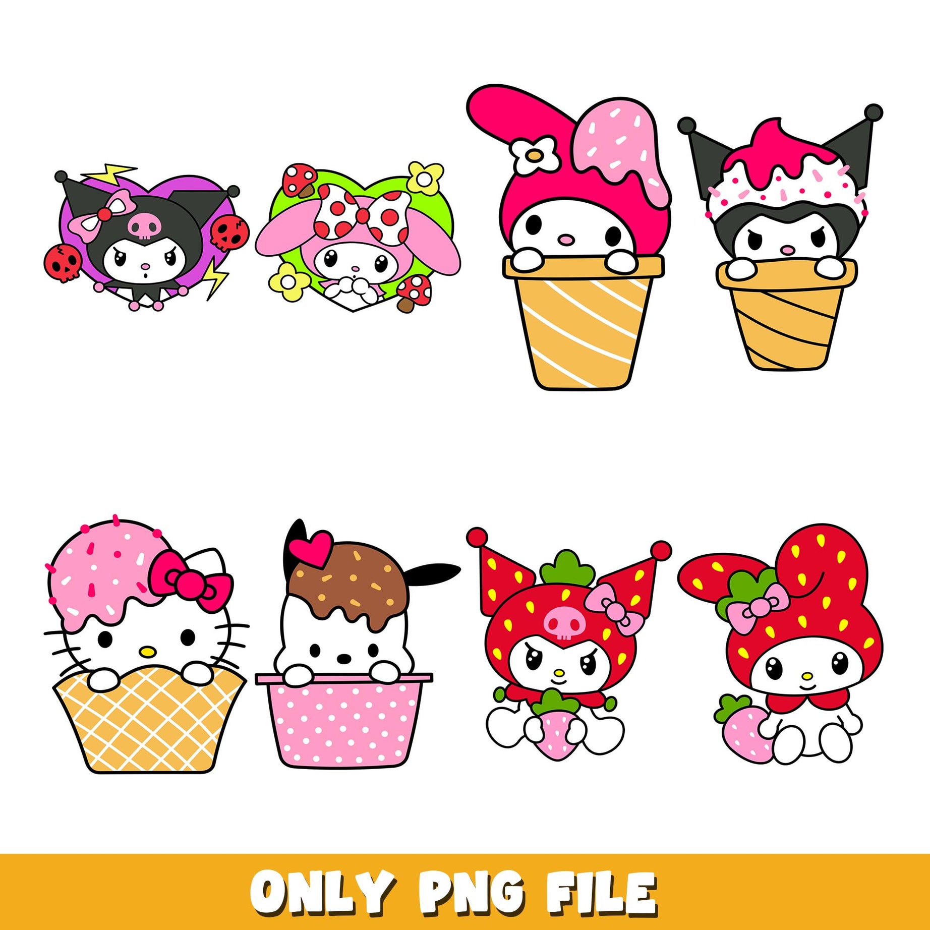 Sanrio Ice Cream png, SanRio bundle png, cartoon png 