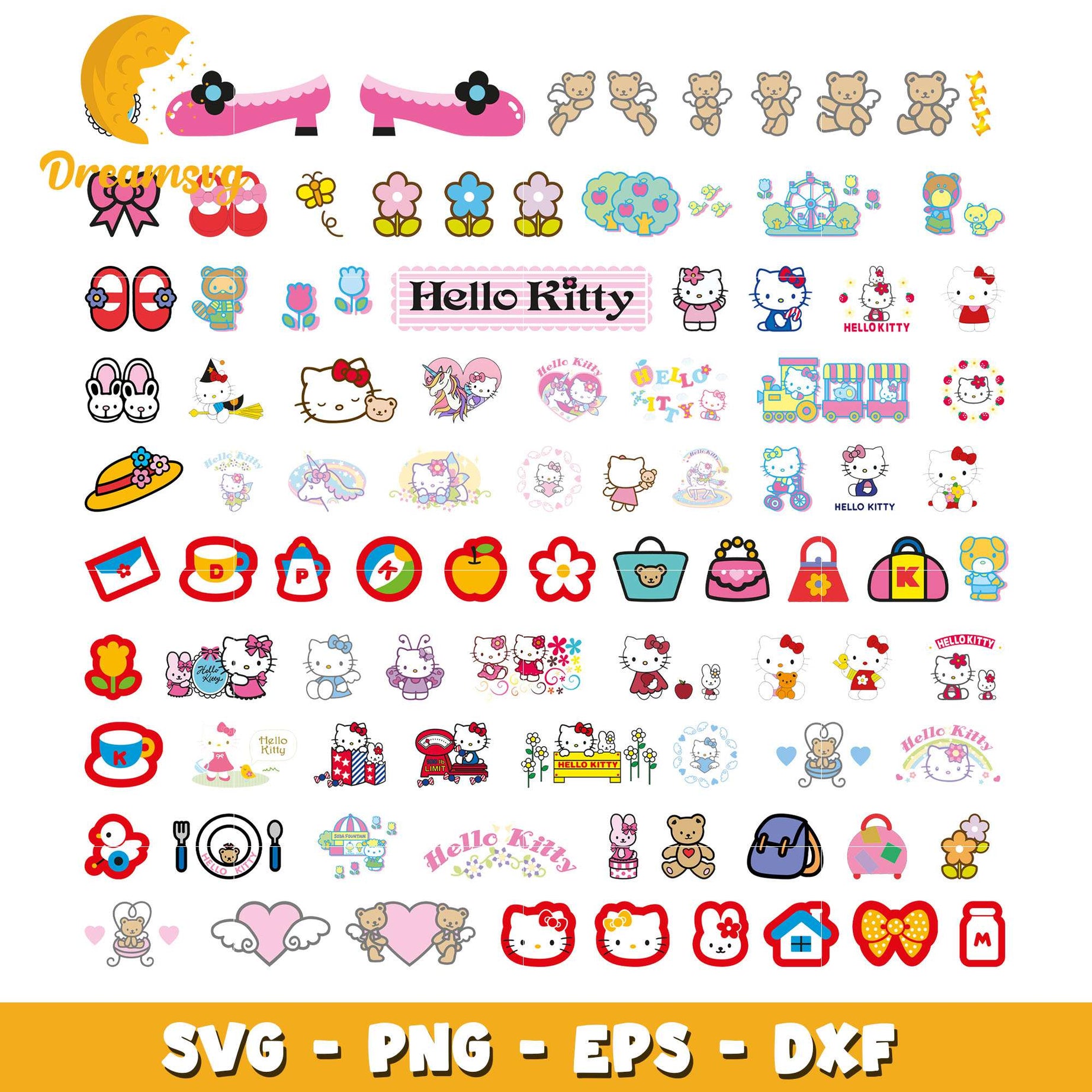 Sanrio hello kitty design bundle svg, hello kitty cartoon​​ svg