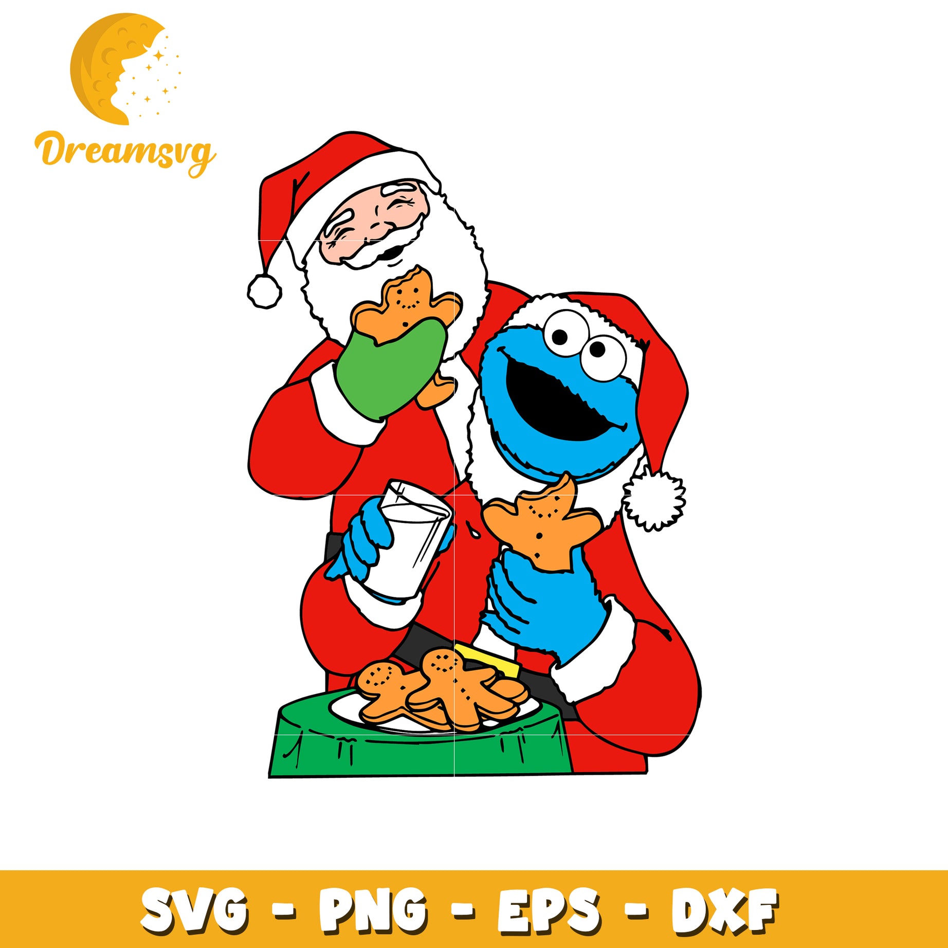 Santa & Cookie Monster Christmas SVG PNG EPS DXF