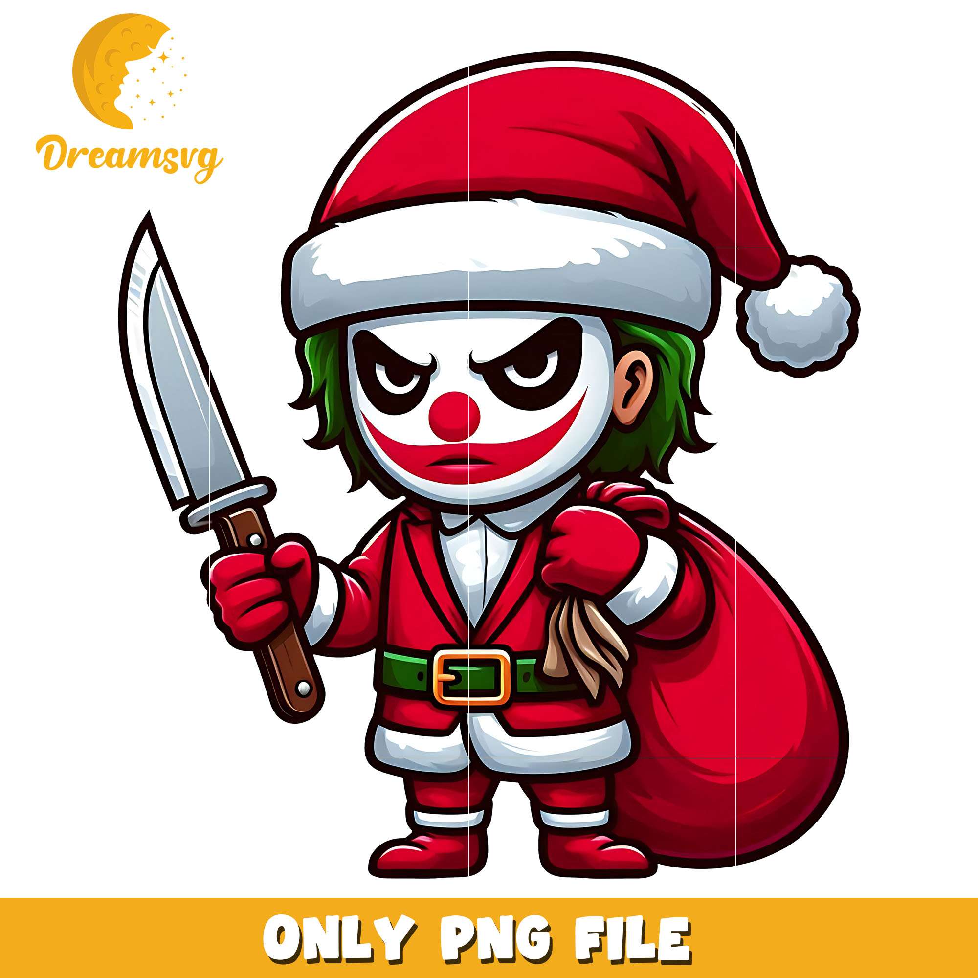 Santa joker png, hornor character png, christmas png