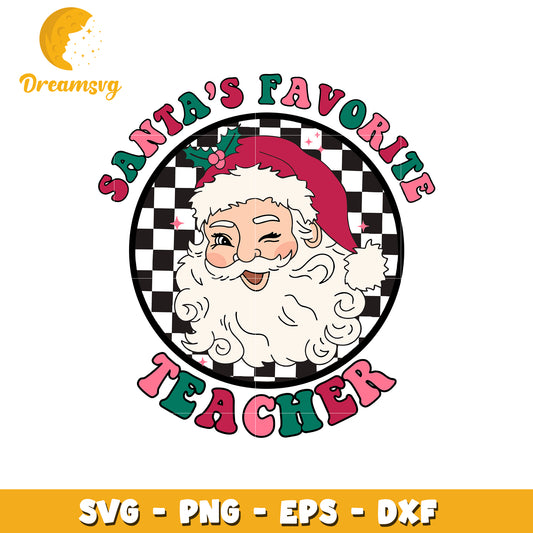 Santa's favorite teacher svg, santa claus svg, teacher svg