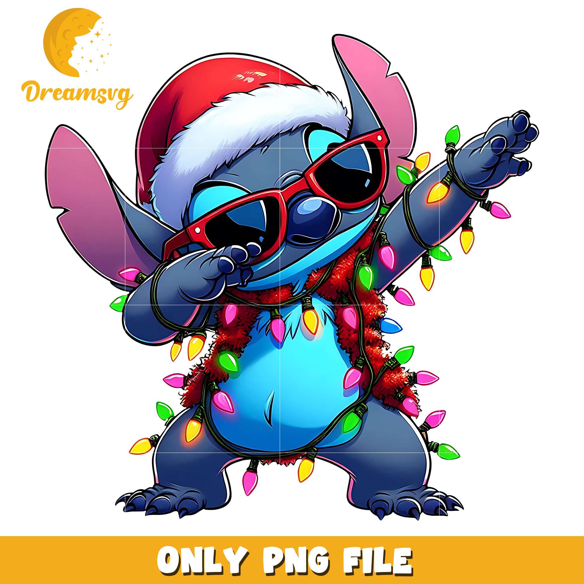 Santa stitch dab dance png, character png, christmas png