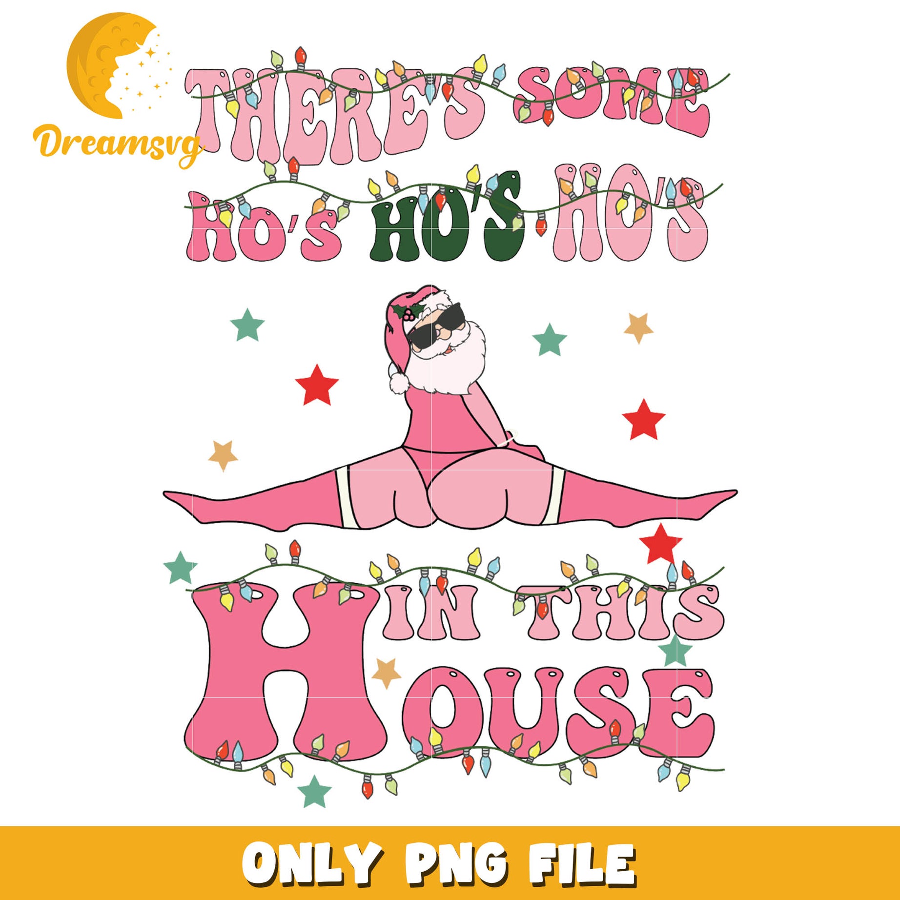 Santa claus hohoho pink in the house png, pink santa​​​ png