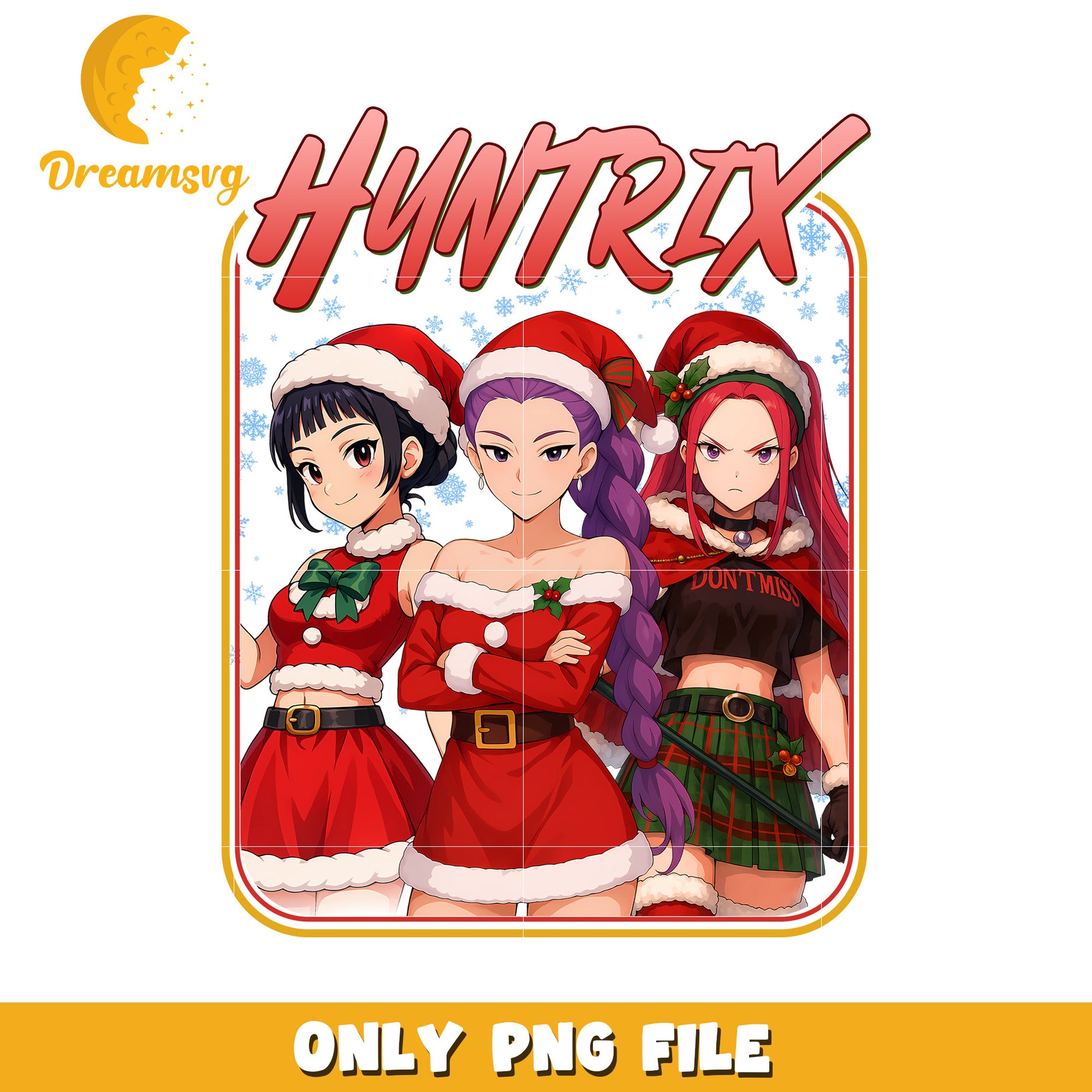 Santa costume huntrix girls png, demon hunter png, christmas png