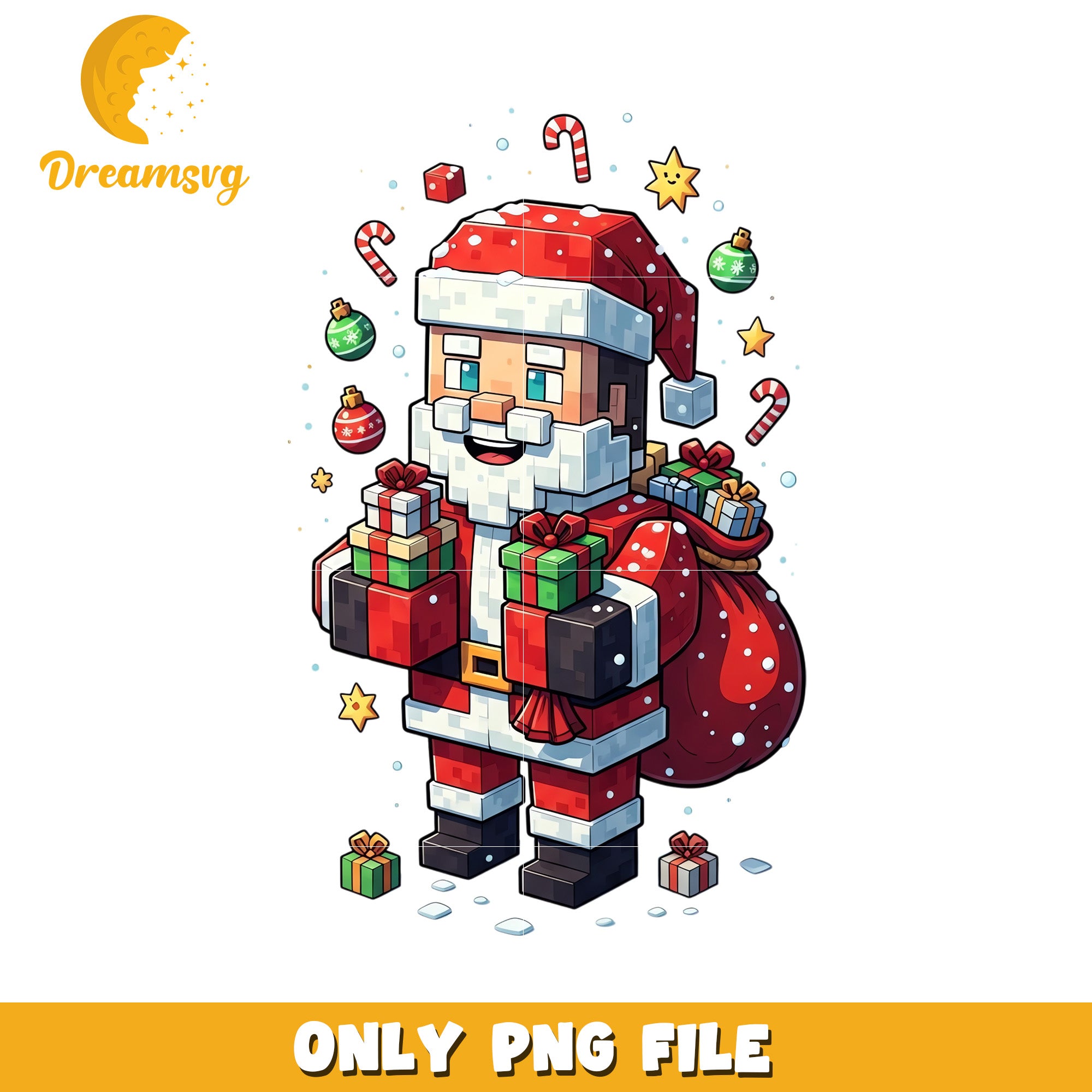 Santa minecraft png, christmas gift​​ png, minecraft christmas​ png