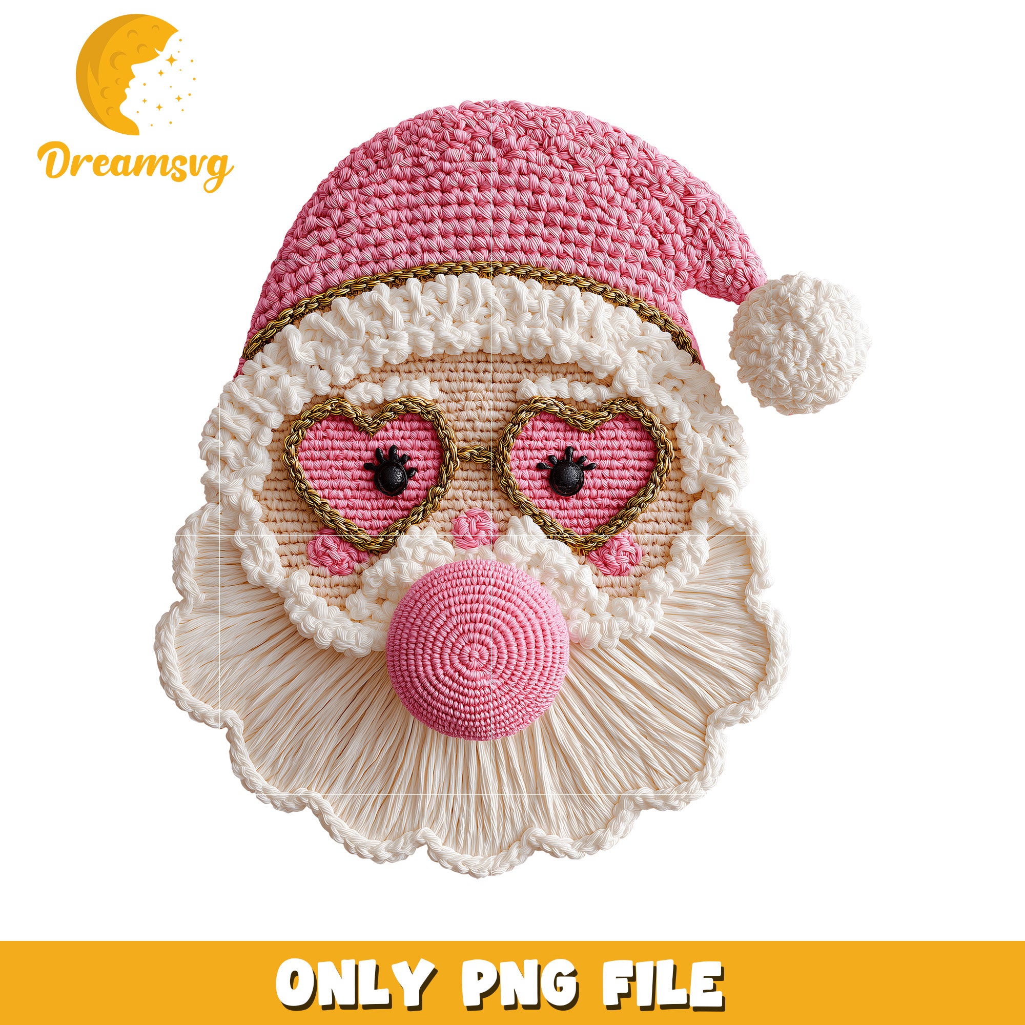Santa pink png, christmas design​​​ png, knitted art png