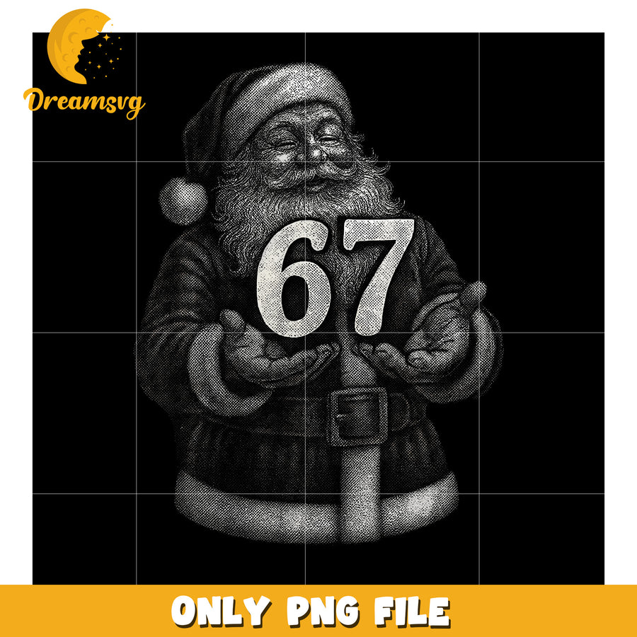 Santa six seven black design png, funny saying png, funny memes png
