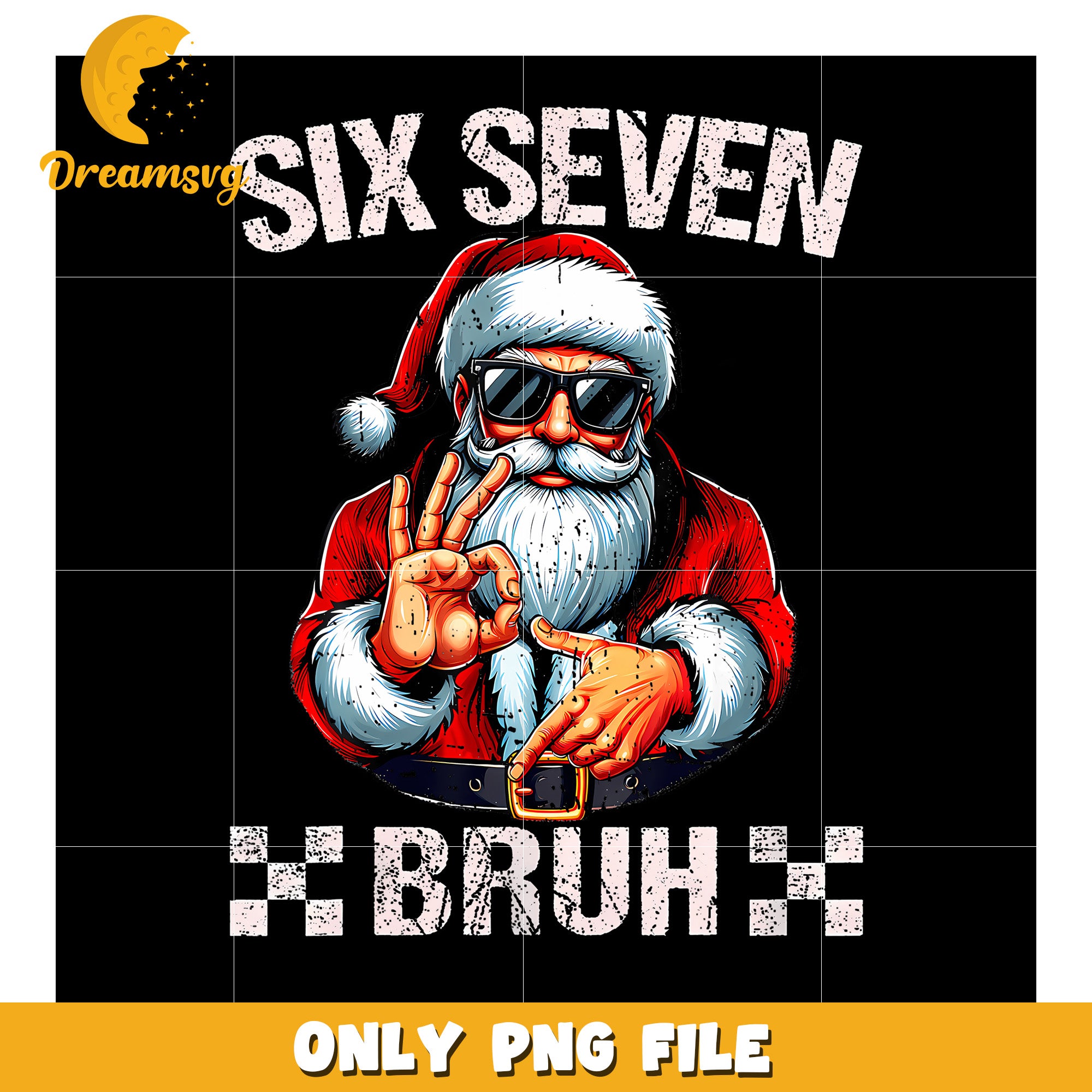 Santa six seven bruh png, funny saying png, viral meme png