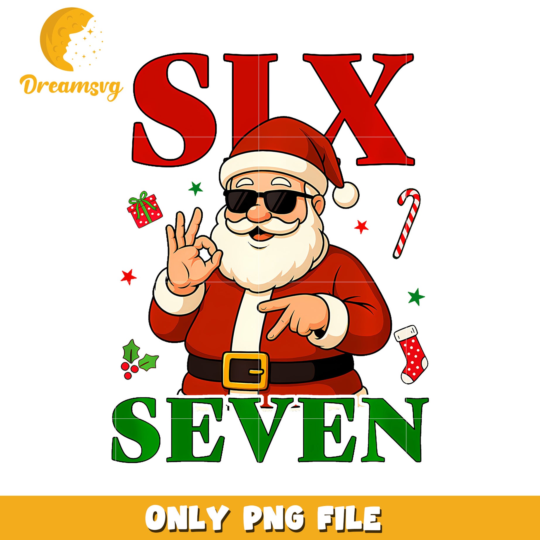 Santa six seven png, funny santa png, trending memes png