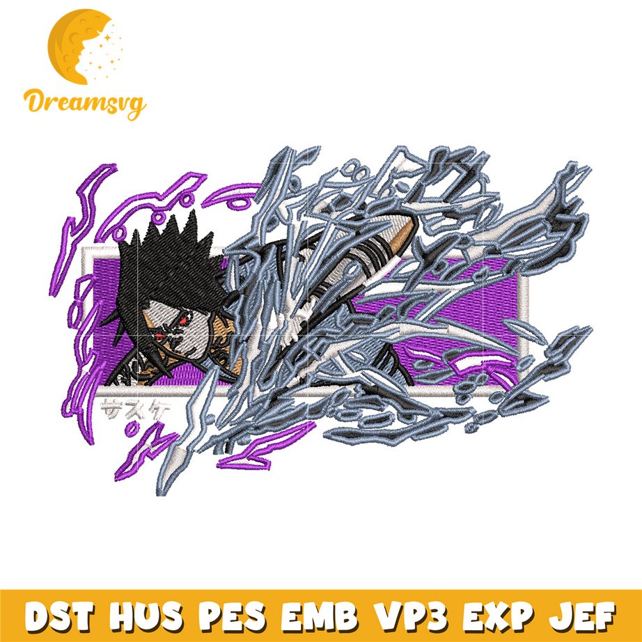 Sasuke chidori embroidery design