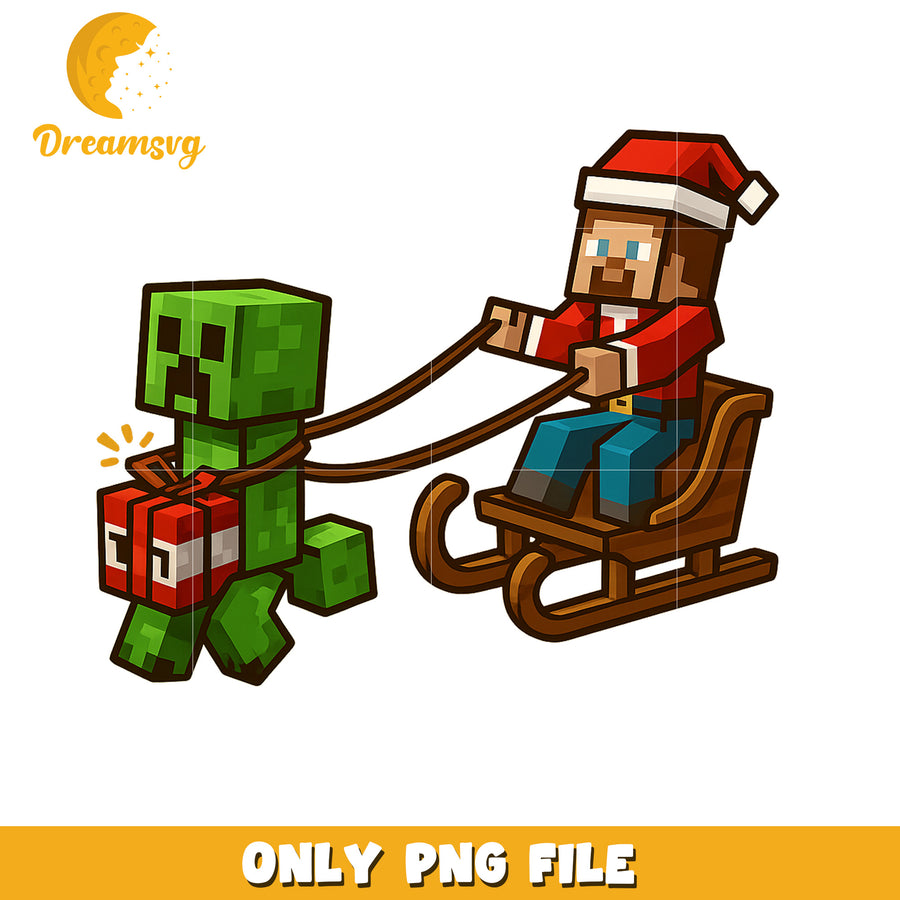 Satan steve and reindeer creeper png, christmas wreath png, minecraft png
