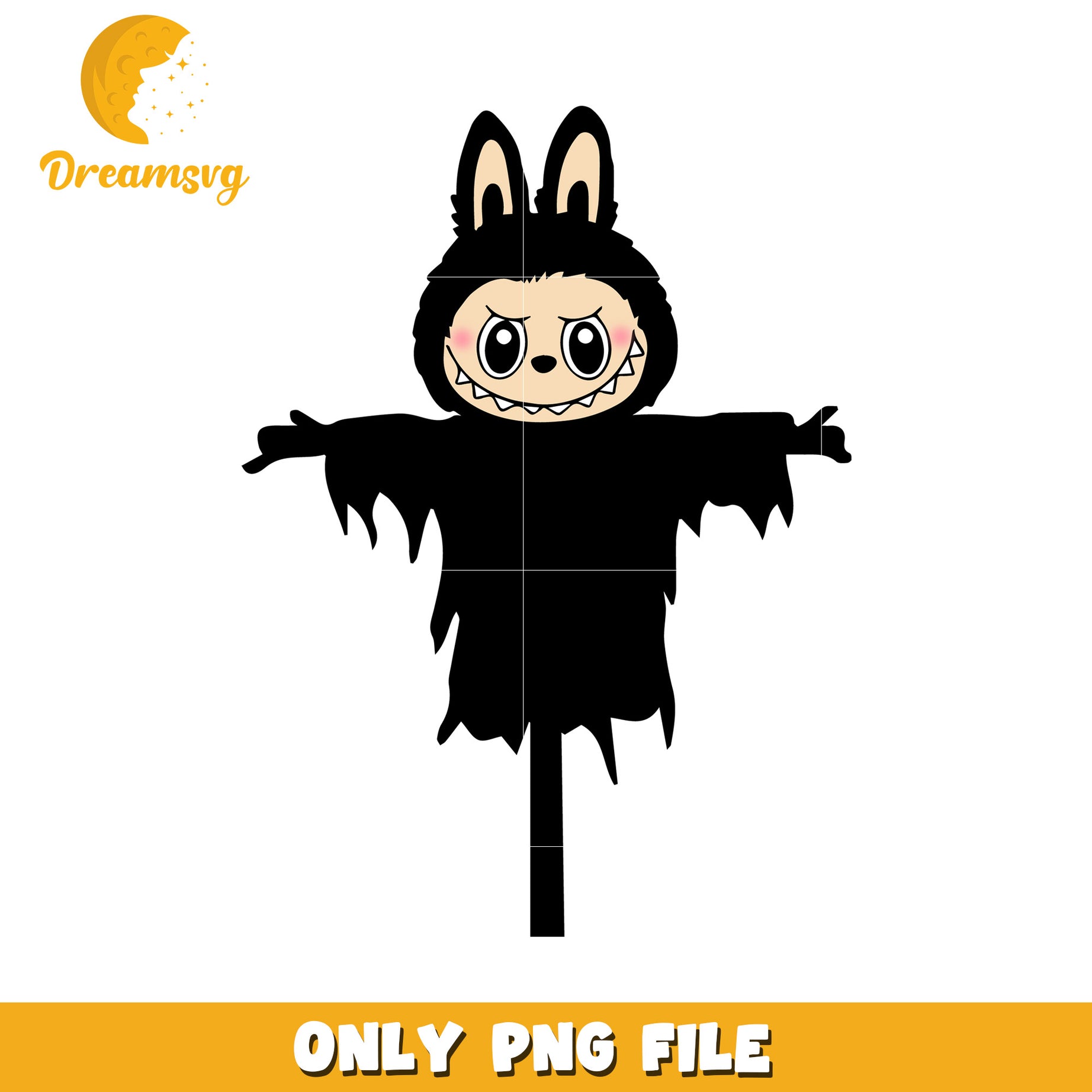 Scarecrow labubu design png, trick or treat  png, halloween pumpkin png