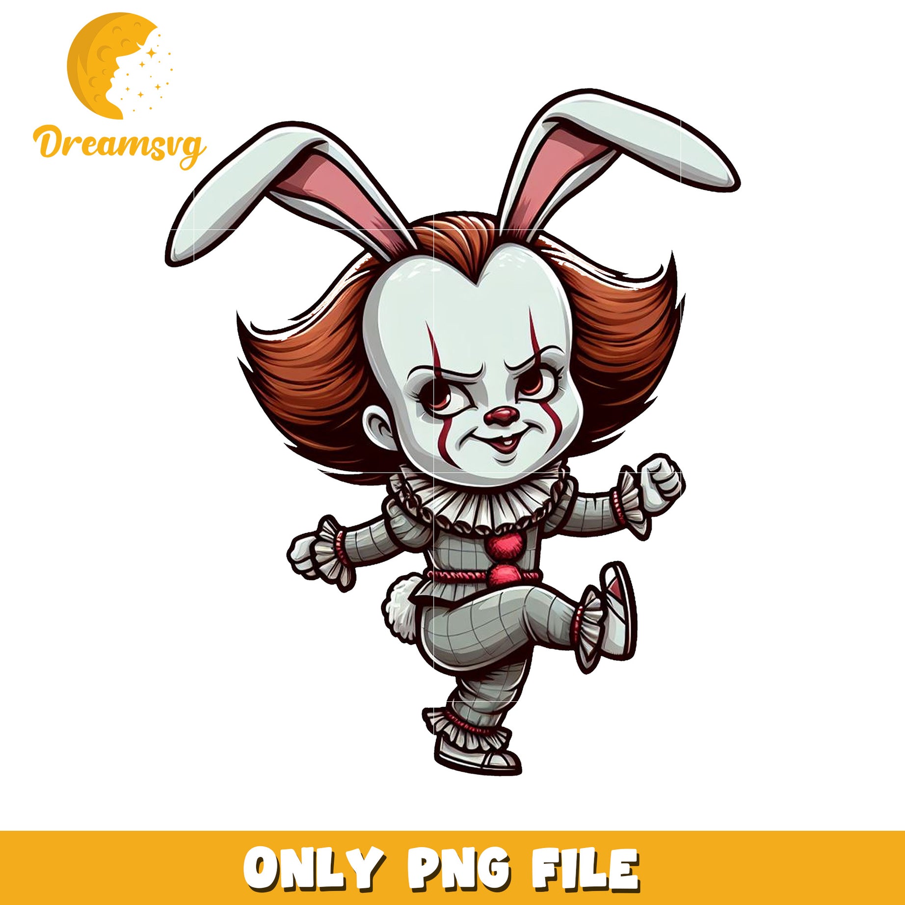 Scary Bunny Clown PNG Unique Design for Halloween Fun