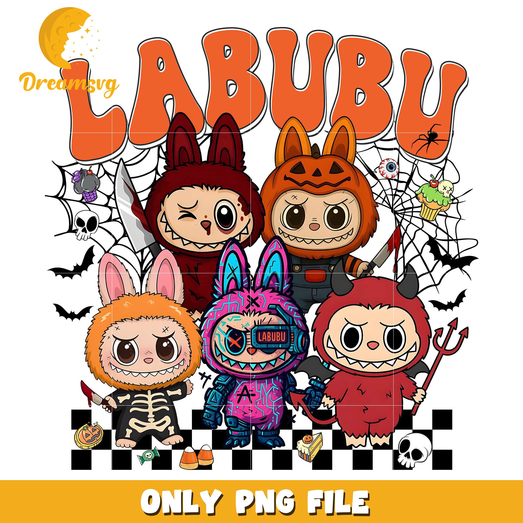 Scary costumes of labubu png, halloween horror nights​​ png, halloween​ png