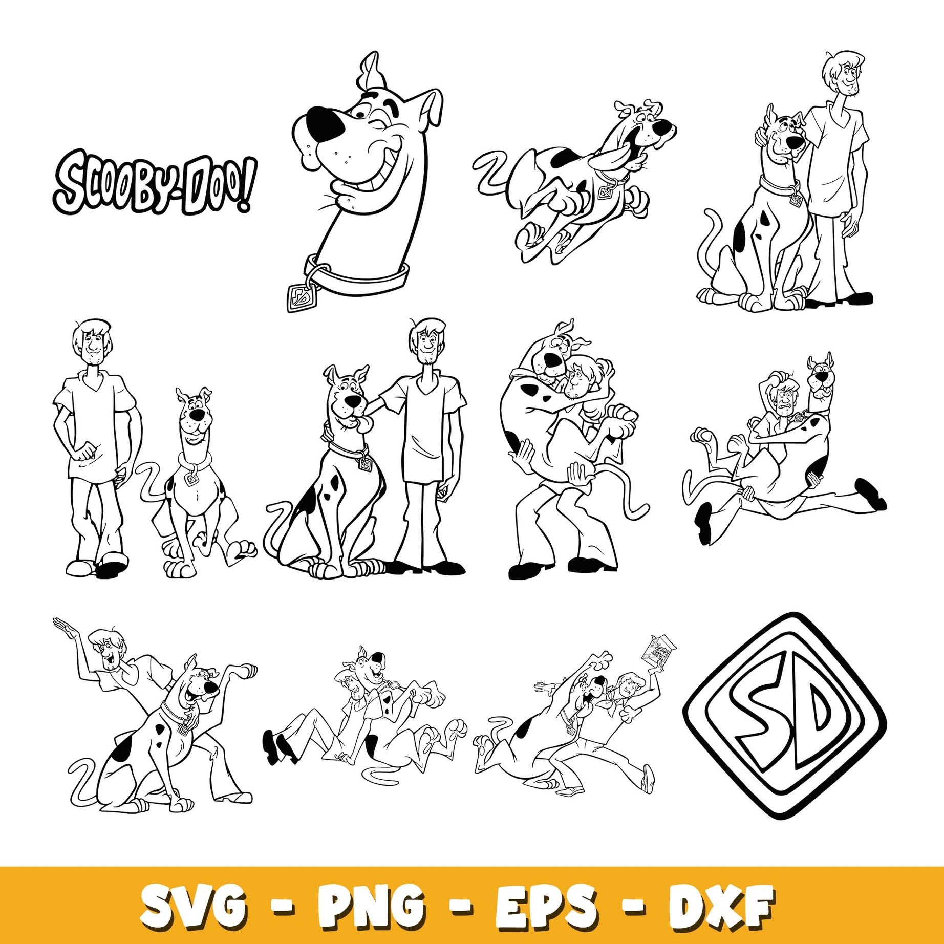  Scooby Doo coloring svg, Scooby Doo bundle svg, cartoon svg  